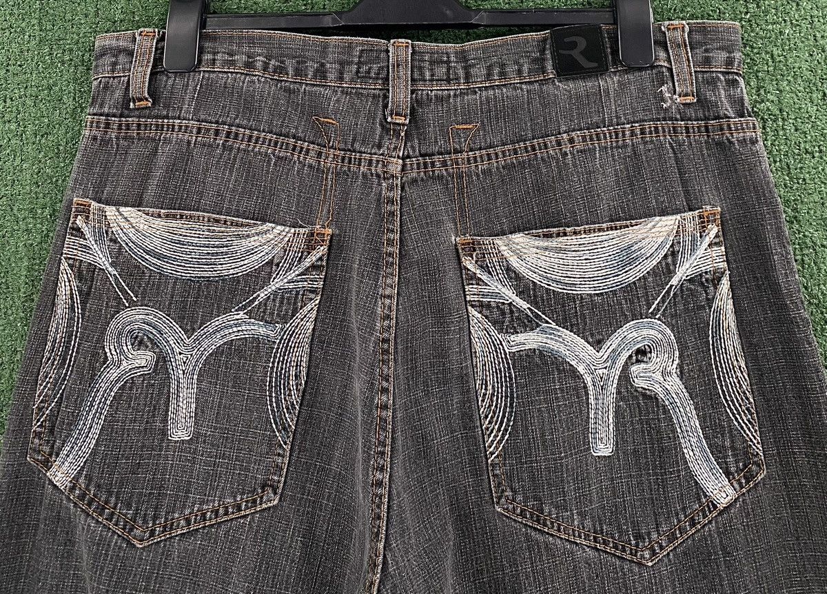 Other Vintage Y2K Refuse Embroidered Baggy Black Jeans Mens 38x31 Size US 38 / EU 54 - 2 Thumbnail