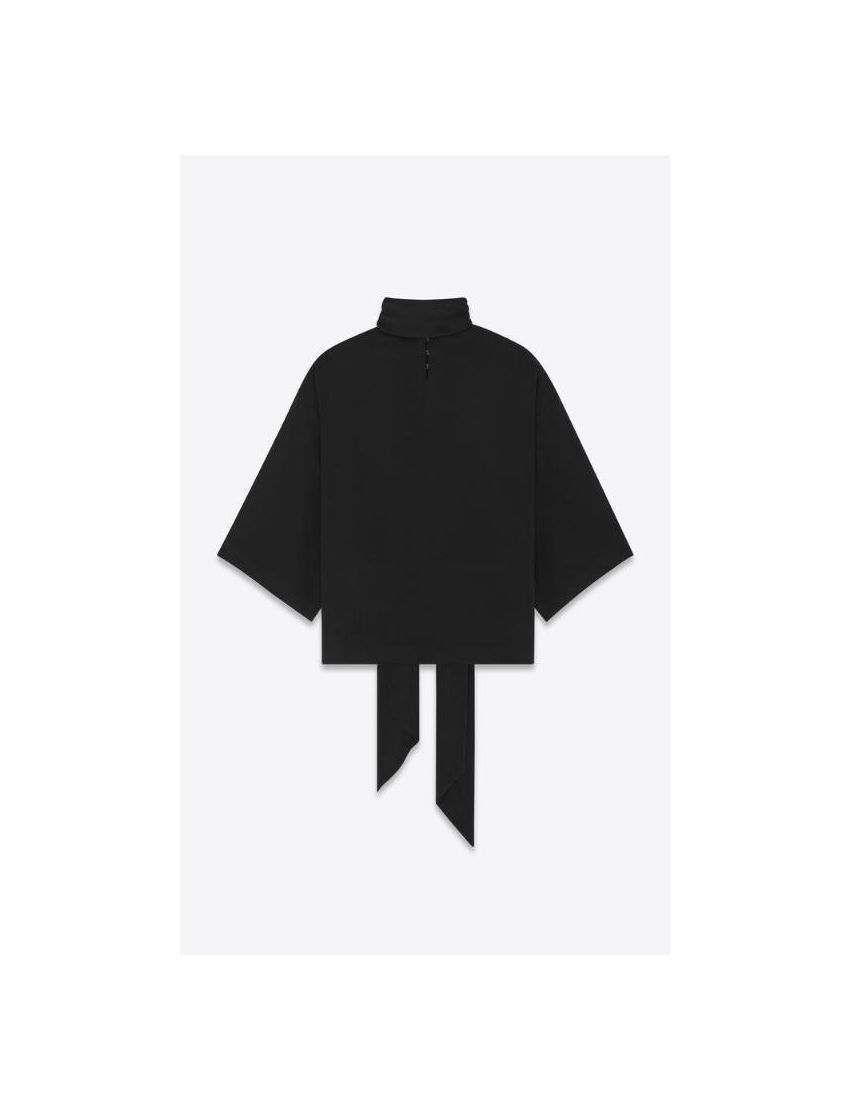Saint Laurent Paris o1bcso1str1024 Lavalliere Neck Blouse in Black Size US XXL / EU 58 / 5 - 3 Thumbnail