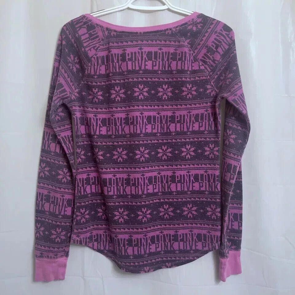 Designer PINK Victoria's Secret Sleepwear Thermal Shirt Women Medium Size ONE SIZE - 2 Thumbnail
