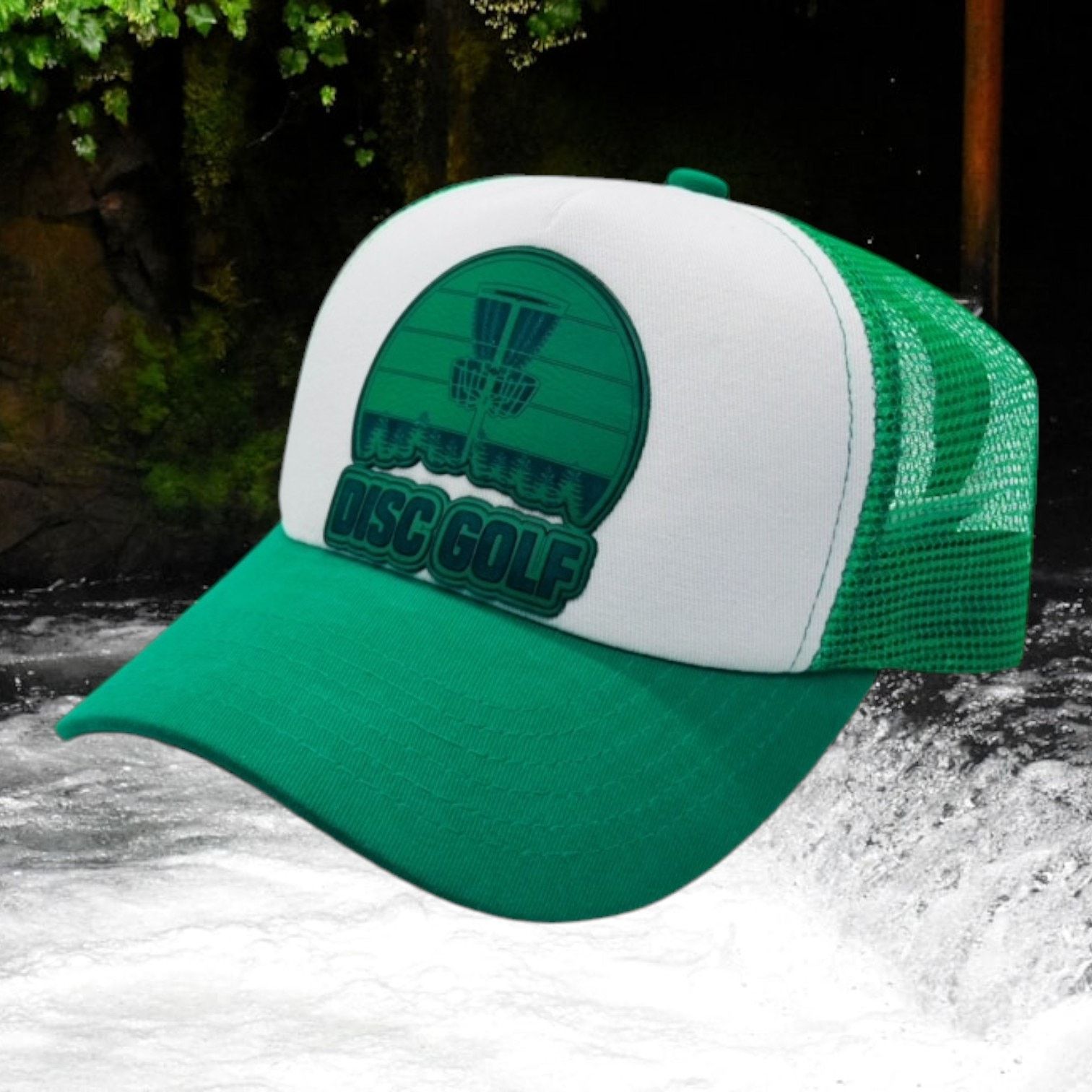 The Unbranded Brand Disc Golf Leather Patch Hat Trucker Hat Engraved Basket Size ONE SIZE - 3 Thumbnail