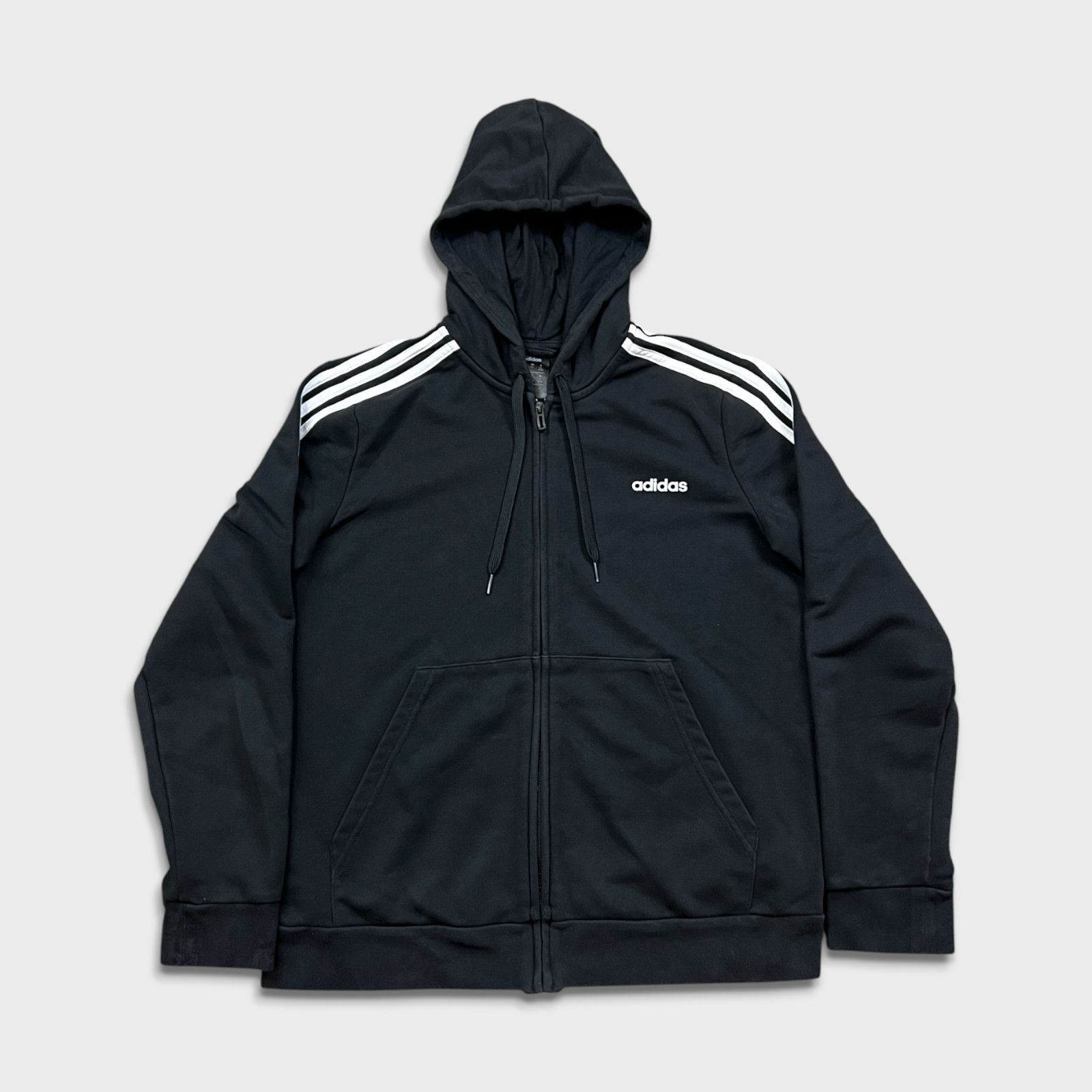 Adidas × Vintage Adidas Hoodie Medium 3 Stripes Spell Out Hooded Sweatshirt Size US M / EU 48-50 / 2 - 1 Thumbnail