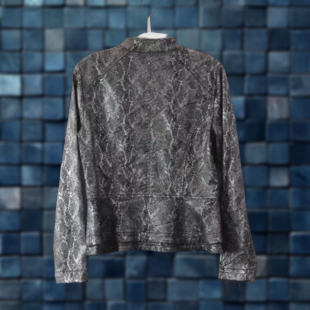 White House Black Market Women's White House Black Market Faux SnakeSkin ZipUp Jacket Size 8 Gray Mens? Size M / US 6-8 / IT 42-44 - 1 Thumbnail