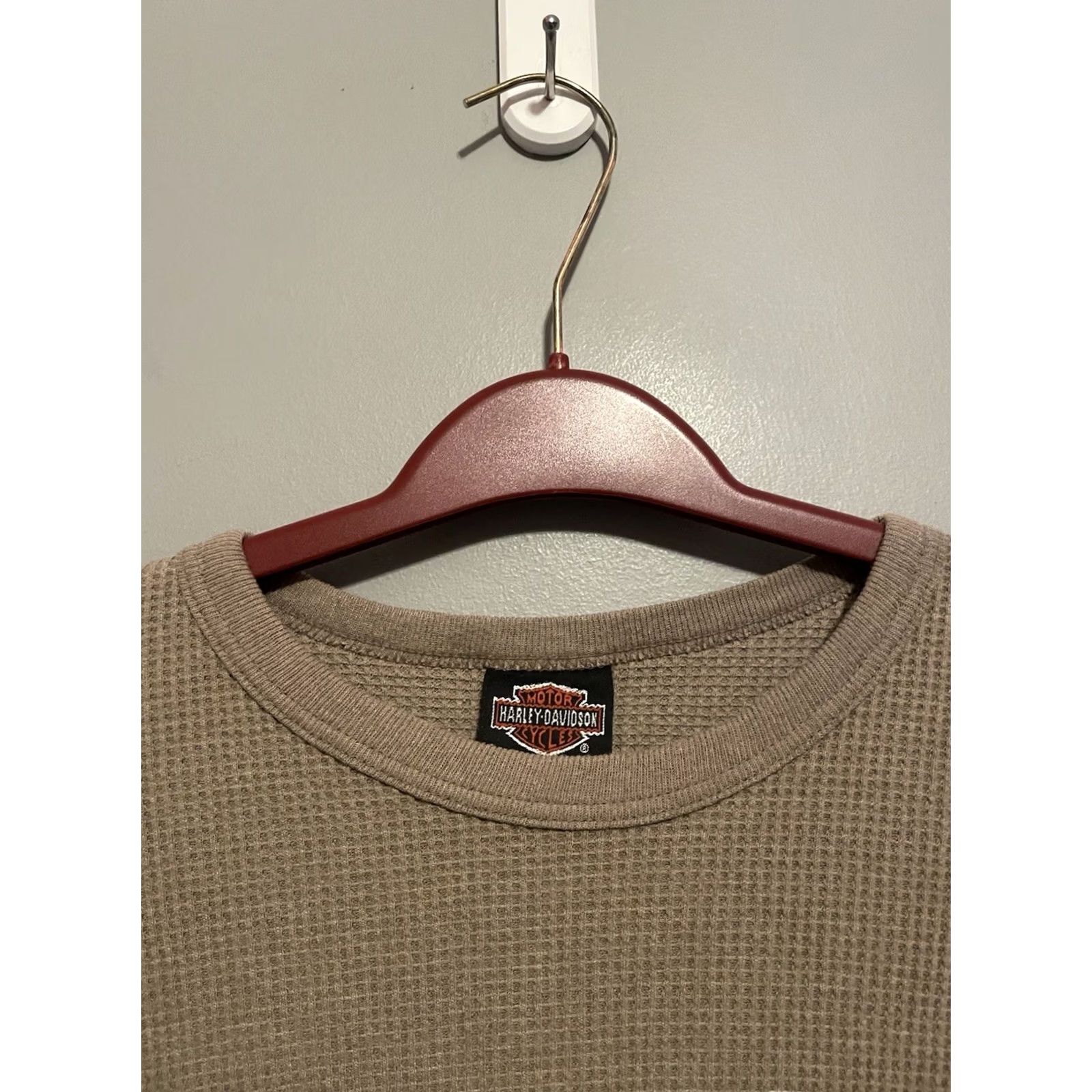 Harley Davidson Harley-Davidson Shirt L Beige Thermal Knit Logo Biker Grunge Mens Long Sleeve Crew Neck Size US L / EU 52-54 / 3 - 3 Thumbnail