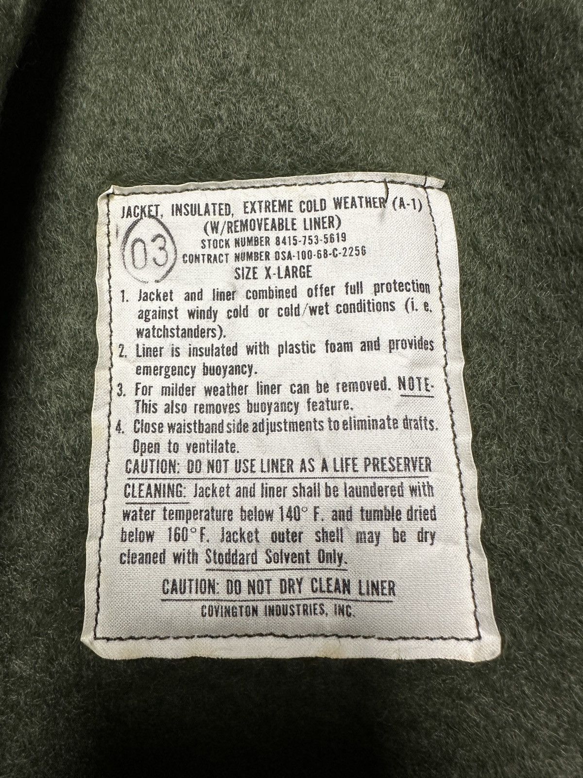 Vintage Olive USN Navy A1 Insulated Extreme Cold Weather deck jacket Size US XL / EU 56 / 4 - 15 Thumbnail