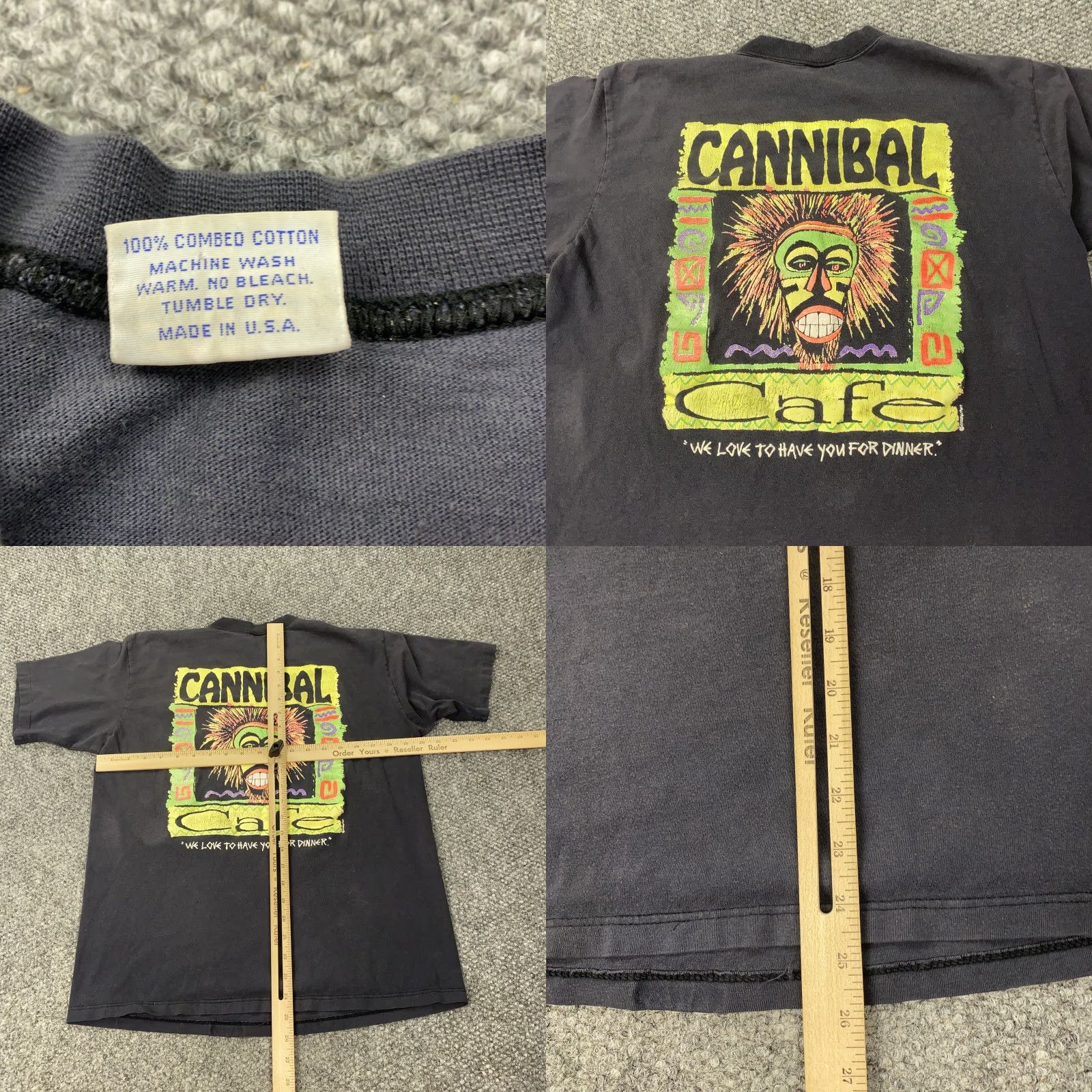 Vintage VINTAGE Crazy Shirts Cannibal Cafe T-Shirt Mens Medium Black Hawaii Graphic 90s USA Size US M / EU 48-50 / 2 - 8 Thumbnail