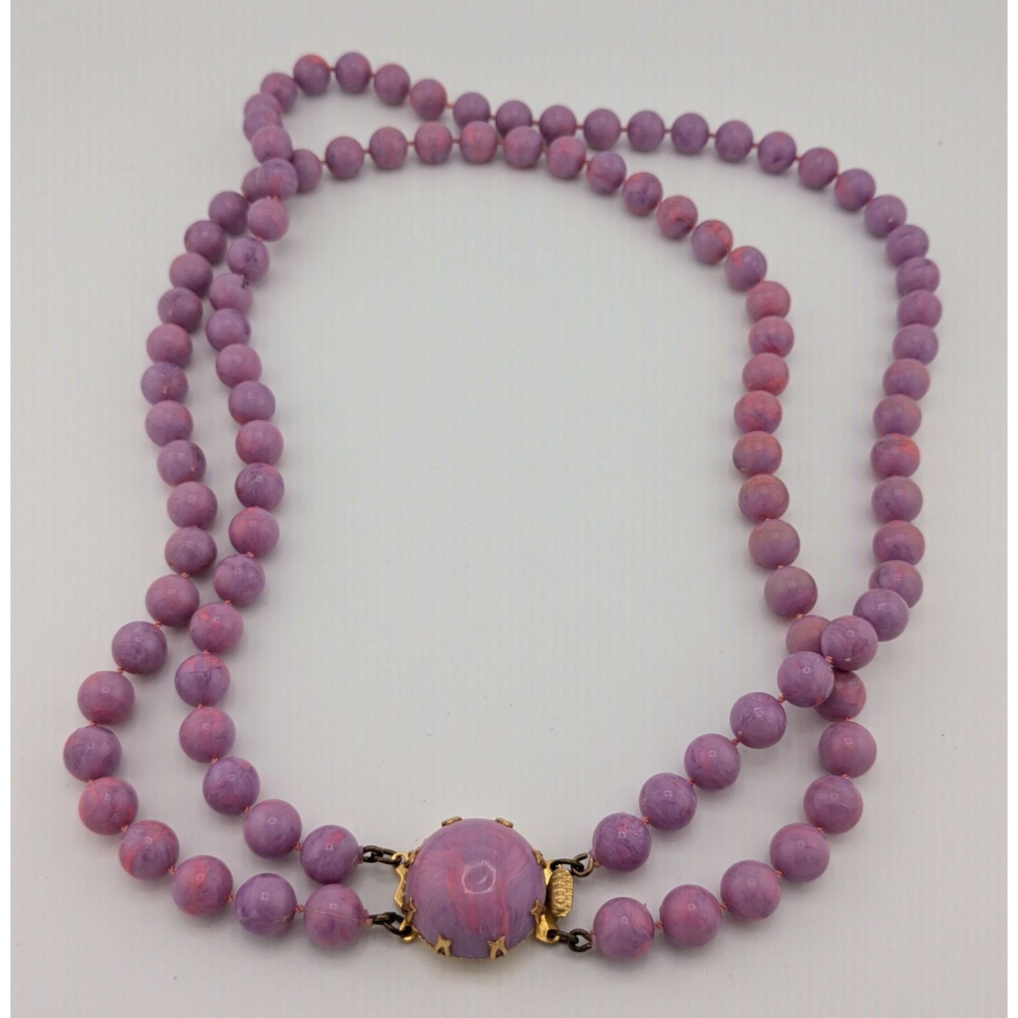 Other Vintage Midcentury Purple And Pink Swirl Layered Necklace Size ONE SIZE - 5 Thumbnail