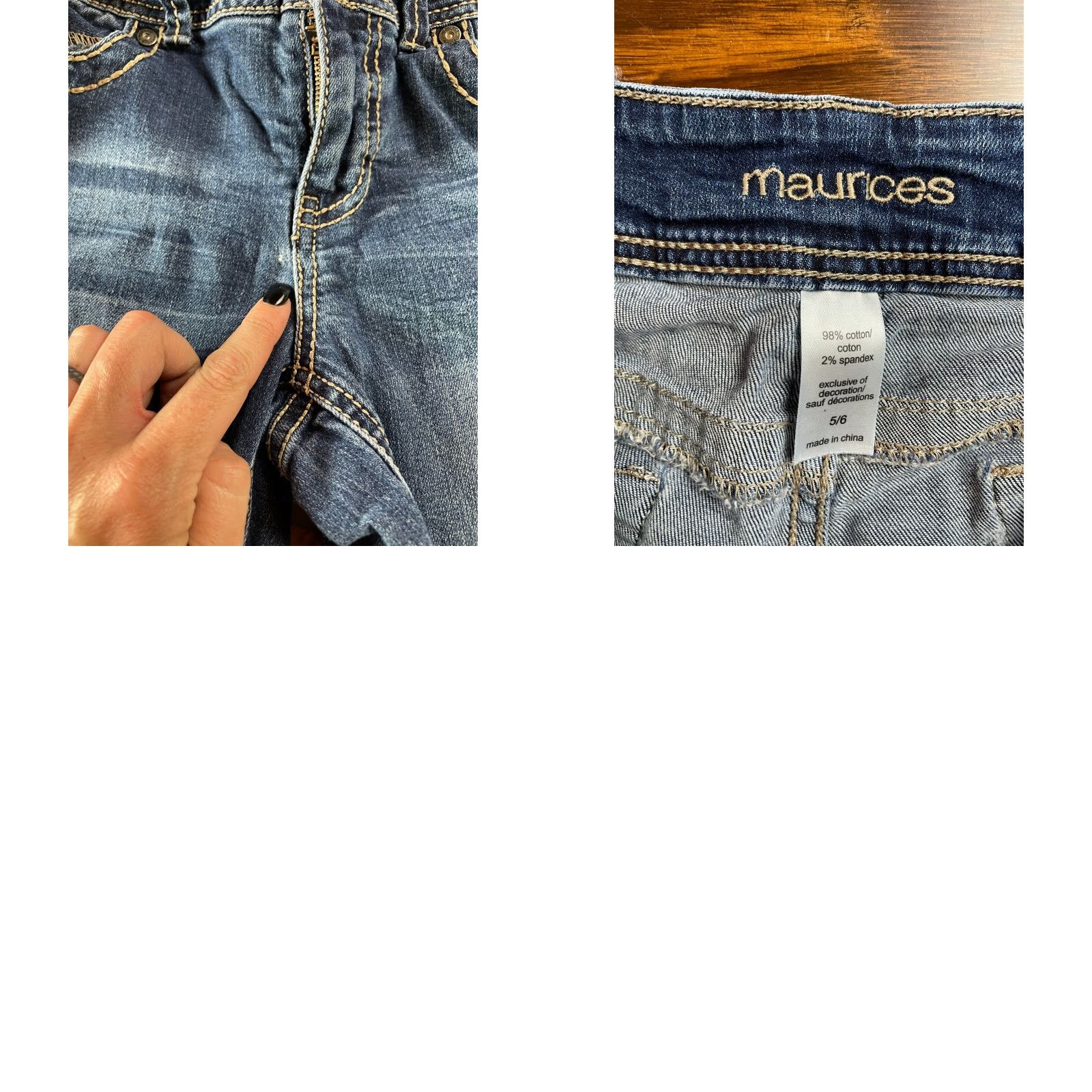 Vintage Maurices Jeans Women's Size 5/6 Blue Distressed Denim Pants Contrast Stitch Jeans Straight Pockets Womens Boys Girls Men? Size 30" / US 8 / IT 44 - 8 Thumbnail
