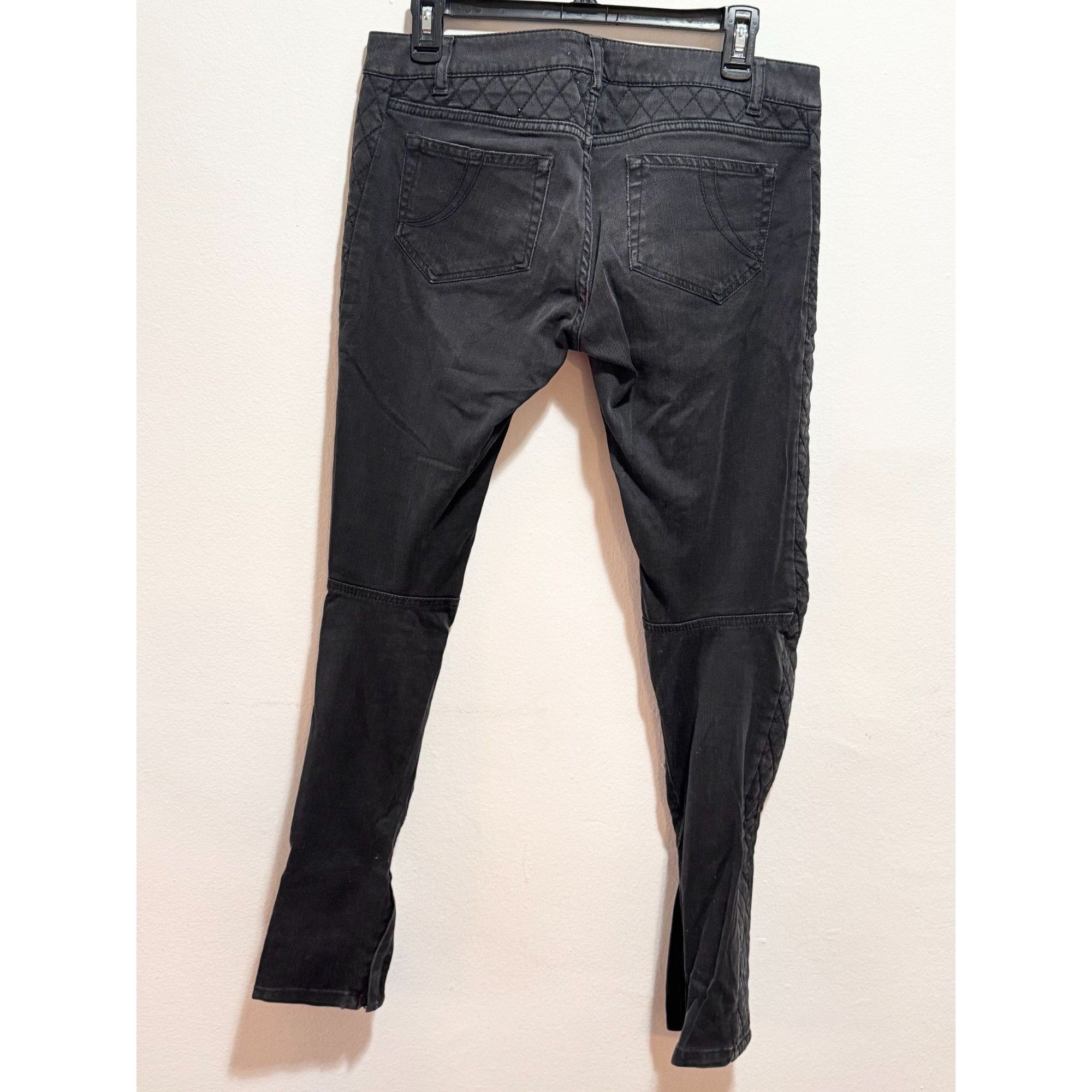 Maje Maje Black Denim Stitched Moto Zipper Jeans Size 40 Size 40" / US 18 - 9 Thumbnail