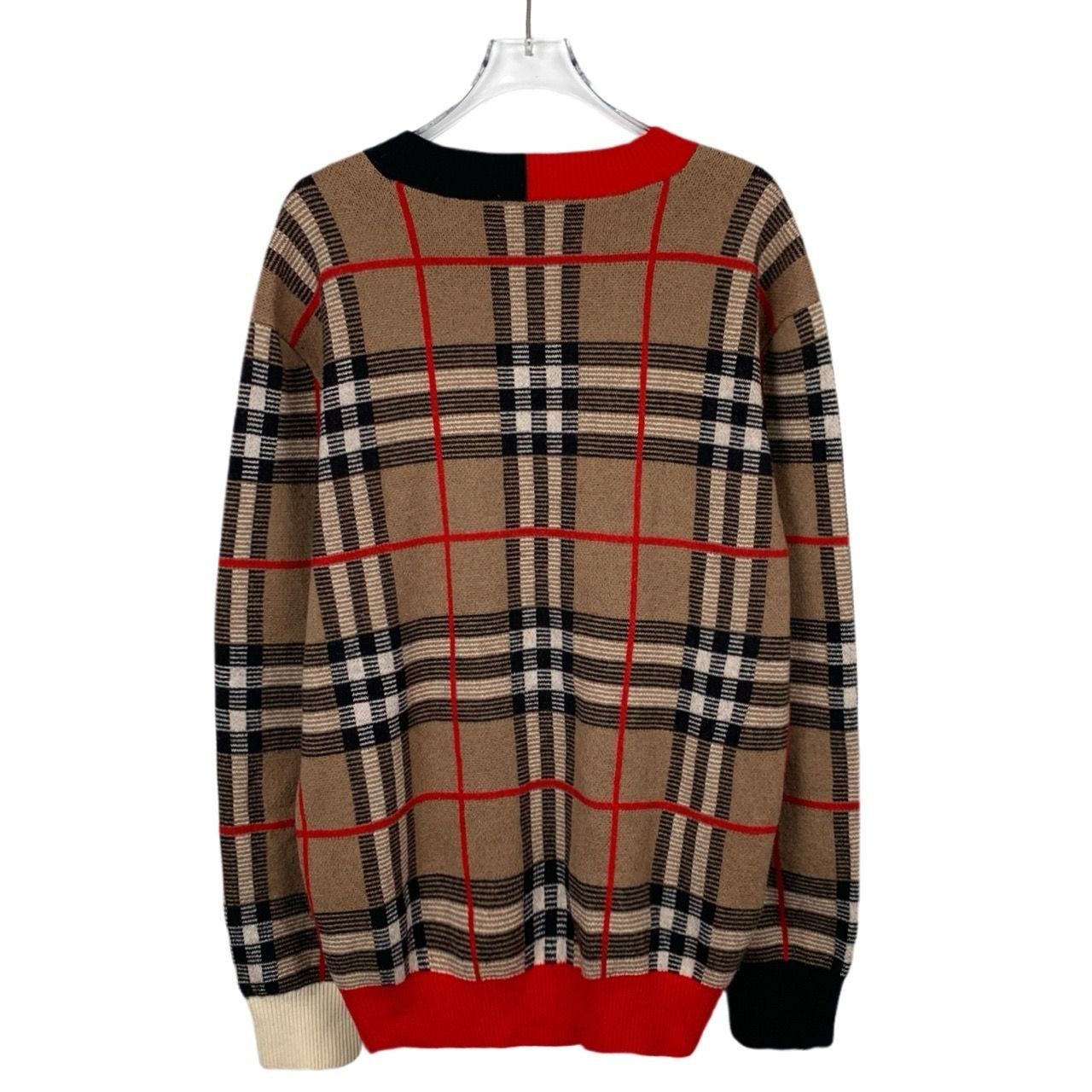 Burberry Burberry Brown Checkered Patchwork Wool Sweater With Red & B Size M / US 6-8 / IT 42-44 - 6 Thumbnail
