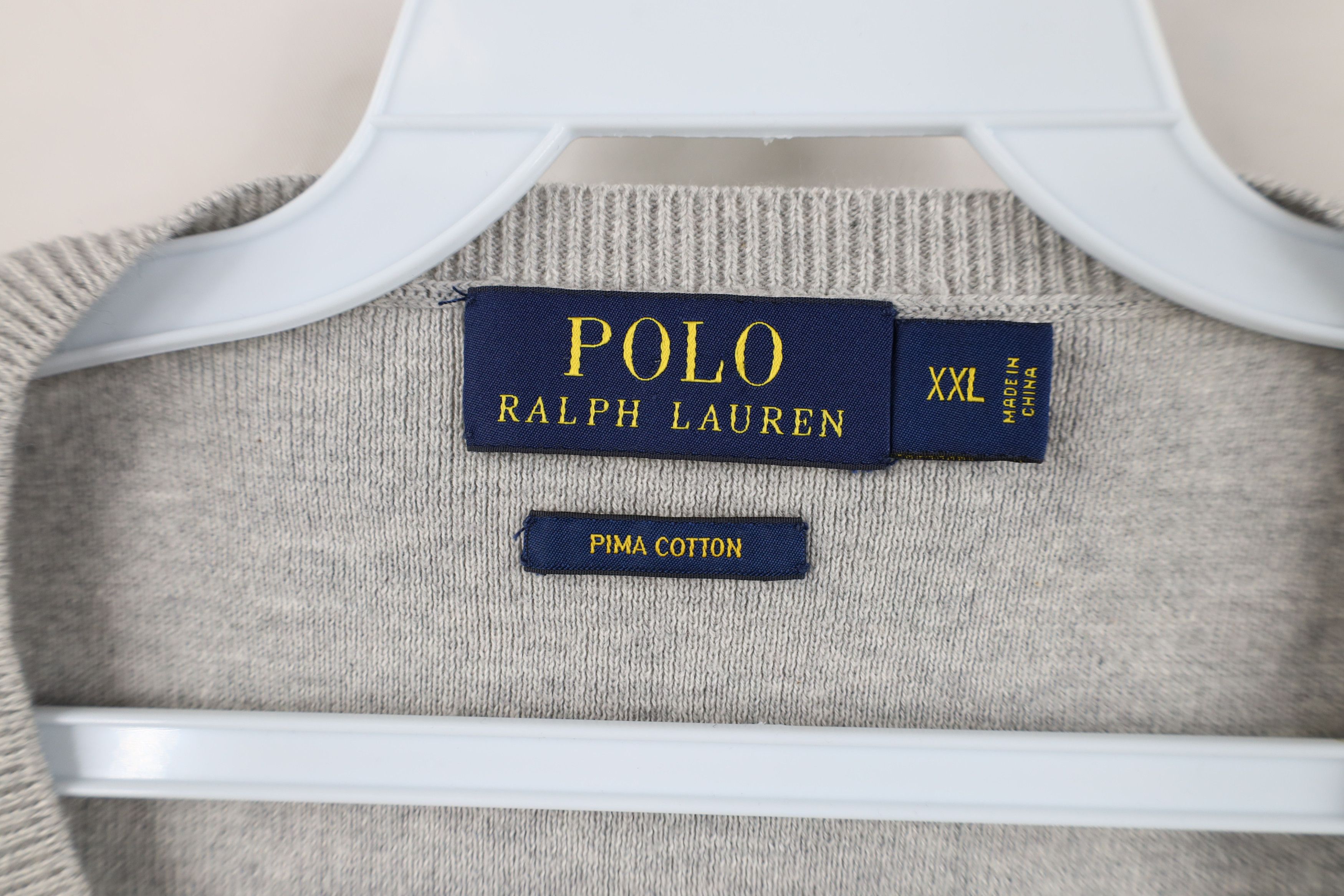 Ralph Lauren Vintage Ralph Lauren Cotton Knit V-Neck Sweater Vest Gray Size US XXL / EU 58 / 5 - 7 Thumbnail