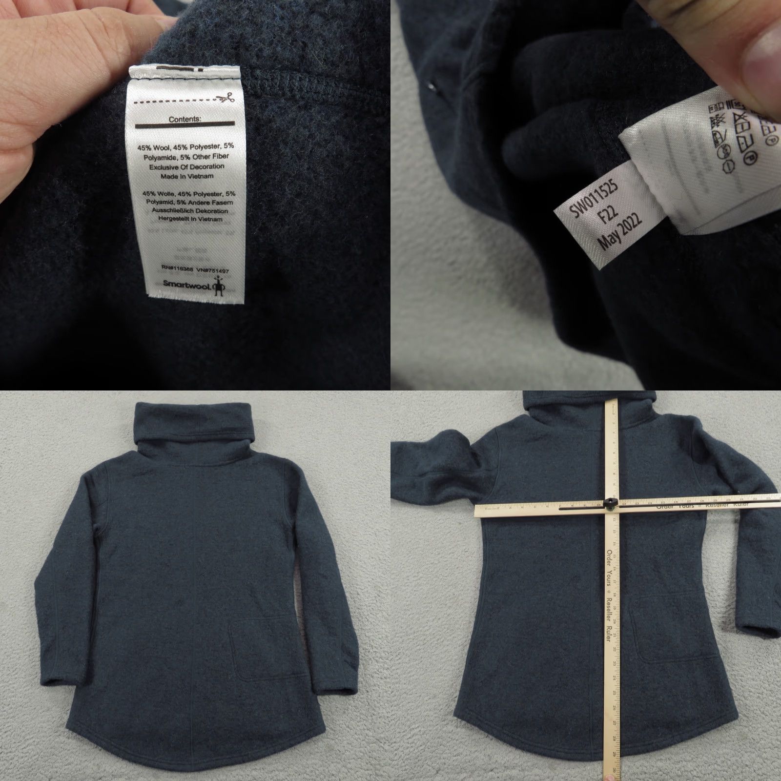 Smartwool VINTAGE SmartWool Womens Small Sweater Twilight Blue Merino Cowl Turtle Pullover Pouch Size S / US 4 / IT 40 - 8 Thumbnail