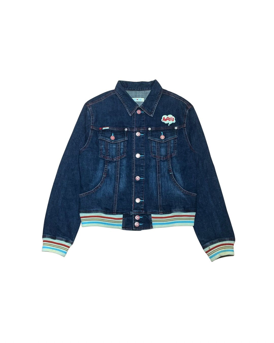Angel Blue Angel Blue Stripe Hem Denim Jacket Size M / US 6-8 / IT 42-44 - 1 Thumbnail