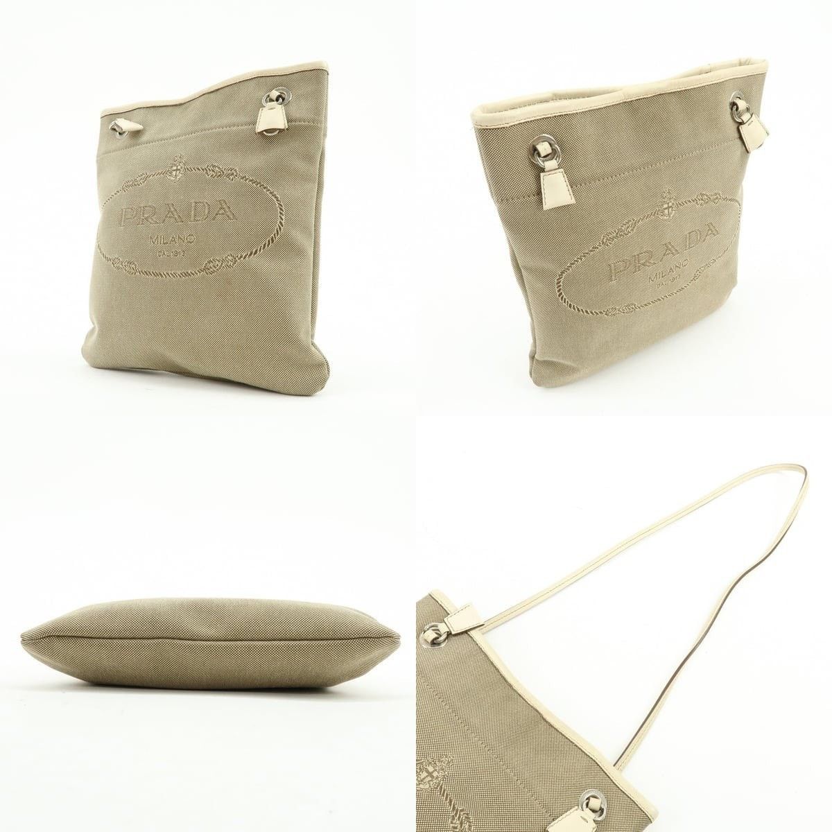 Prada Prada Logo Jacquard Canvas Crossbody Bag Beige Size ONE SIZE - 3 Thumbnail