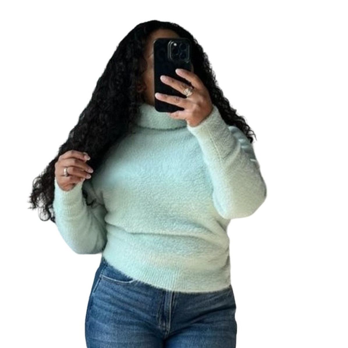 Ann Taylor Ann Taylor XXS Women's Turtle Neck Mint Fuzzy Long-Sleeve Size XXS / US 00 / IT 34 - 1 Thumbnail