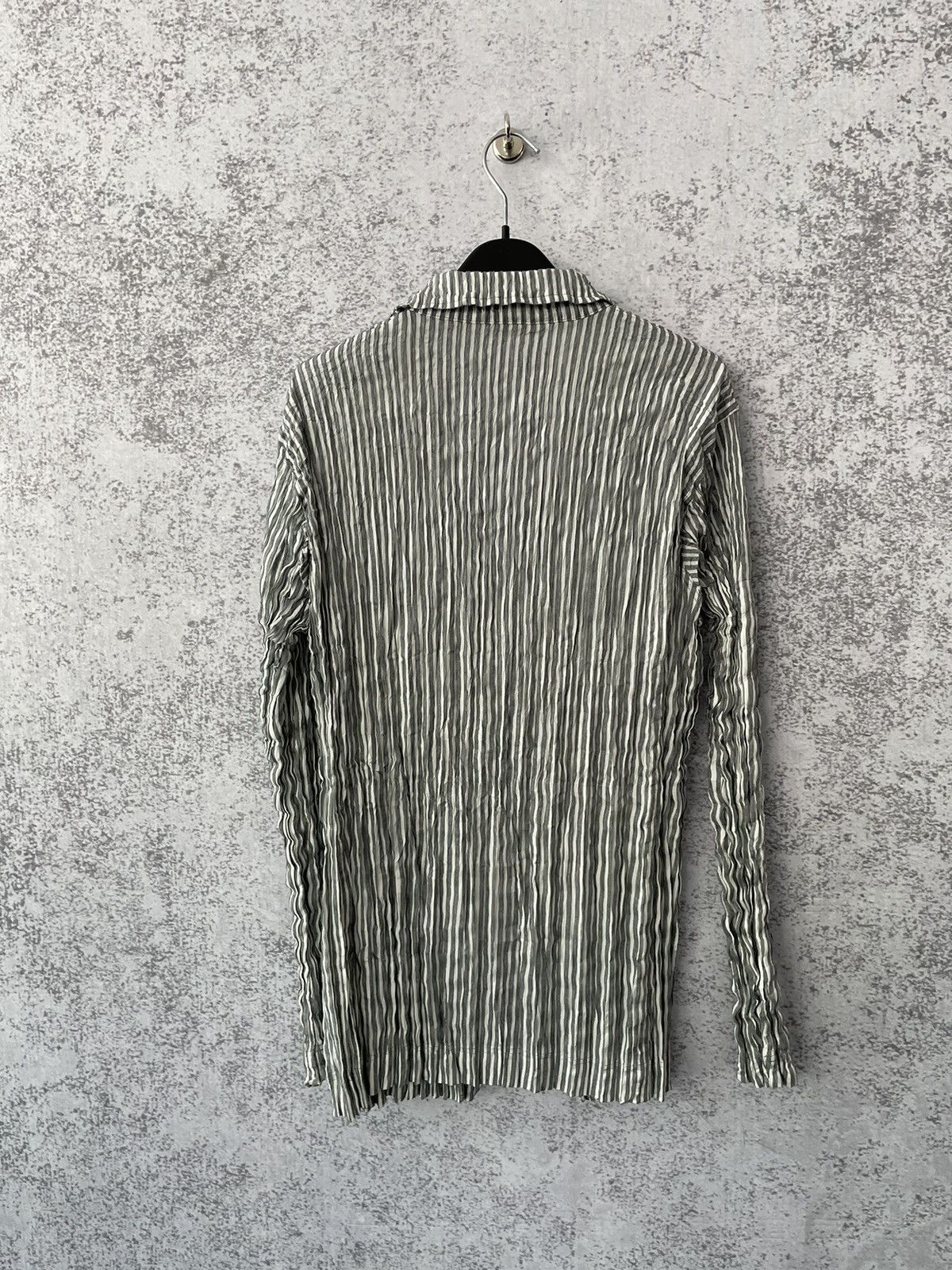 Issey Miyake Vintage Issey Miyake Striped Pleated Blazer Size 42R - 4 Thumbnail