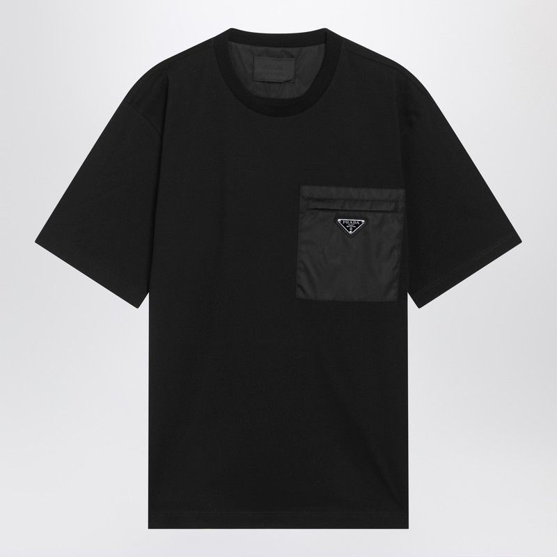 Prada Black Cotton And Re-Nylon T-Shirt