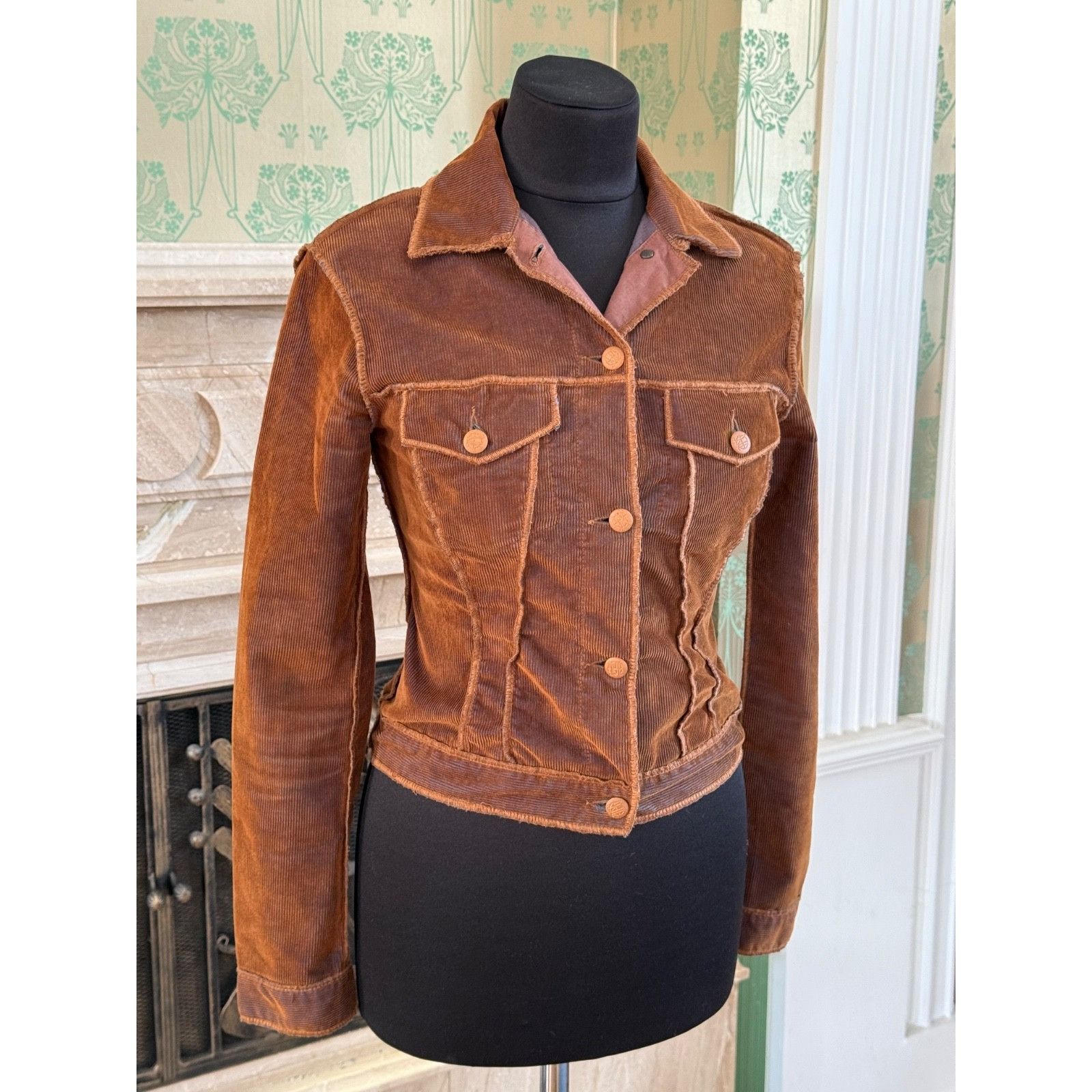 Jean Paul Gaultier Vintage Jean Paul Gaultier Rust Corduroy Blue Brown Jacket S Size S / US 4 / IT 40 - 15 Thumbnail