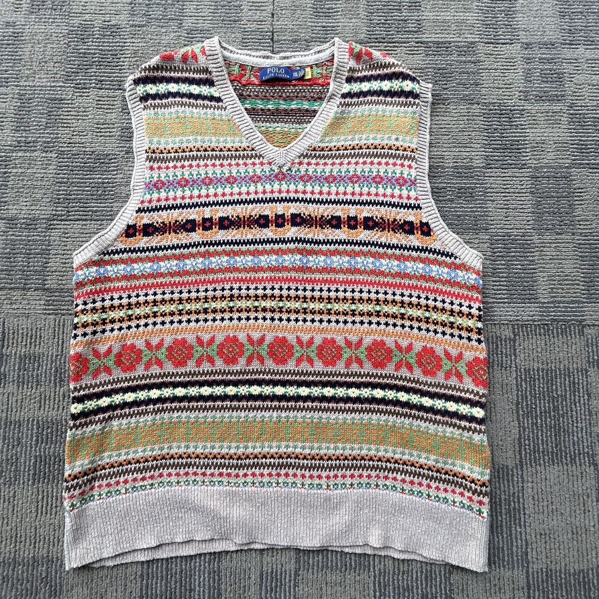 Polo Ralph Lauren Polo Ralph Lauren FAIR ISLE Cotton Cashmere Sweater Vest Size US XXL / EU 58 / 5 - 1 Thumbnail