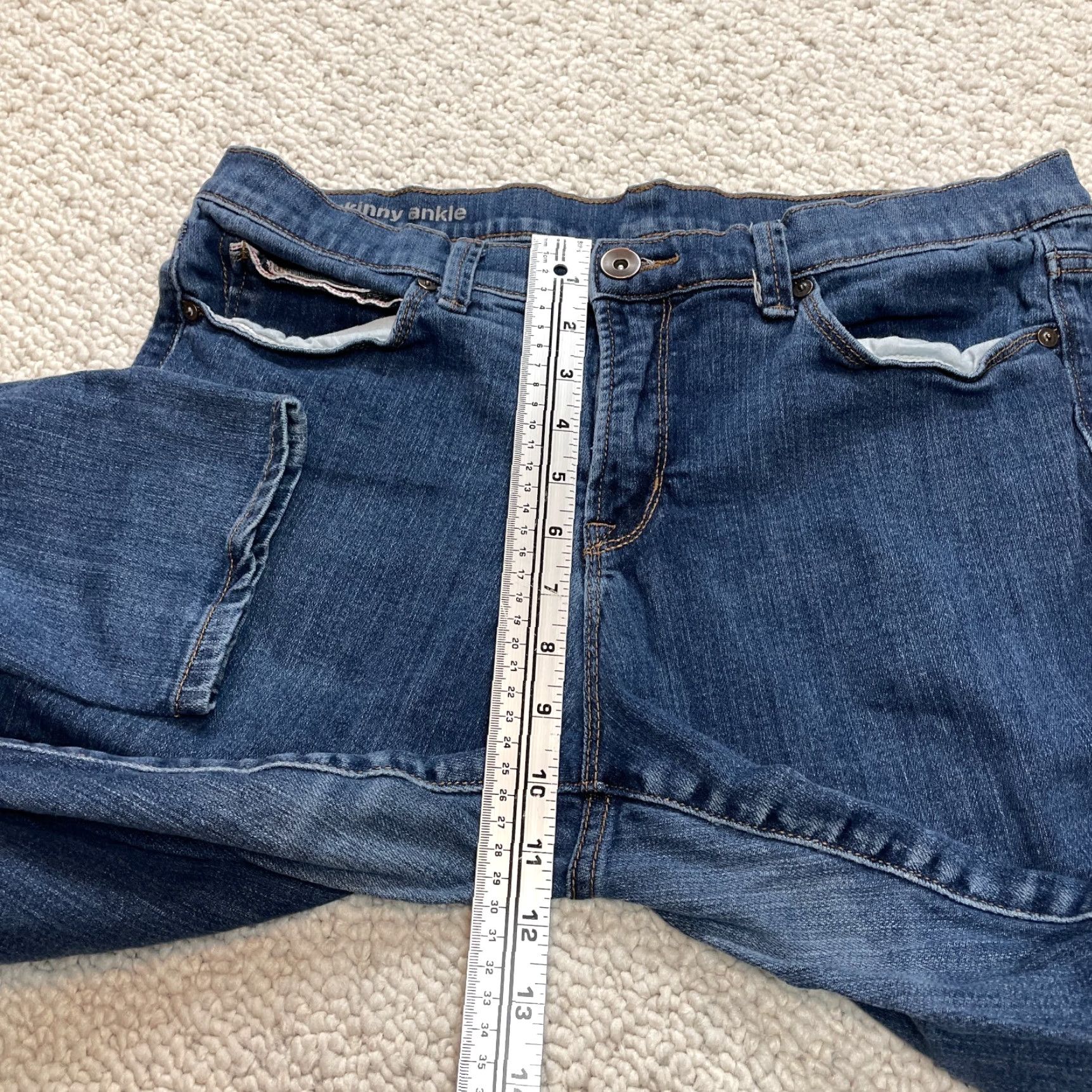 Vintage JCP Jeans Womens Jeans Skinny Dark Wash Blue 33/16 Mid Rise Stretch Denim 5-Pocket Regular Zip Button 28.5 Inseam Size 24" / US 00 / IT 34 - 4 Thumbnail