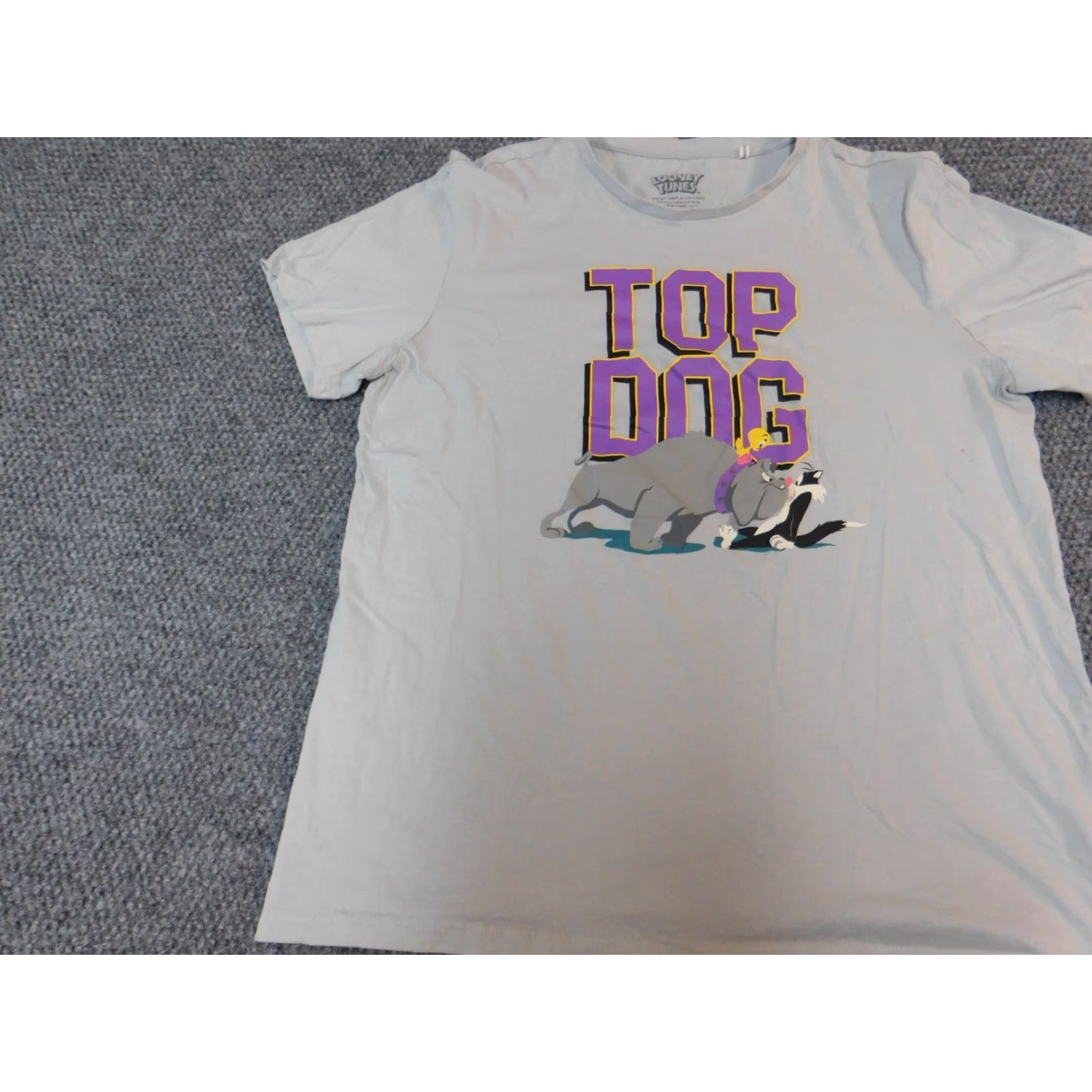 Vintage Looney Tunes Mens T-Shirt Large Gray Dog 90s Crew Neck Short Sleeve Logo Cotton Blend Polyester Size US L / EU 52-54 / 3 - 3 Thumbnail
