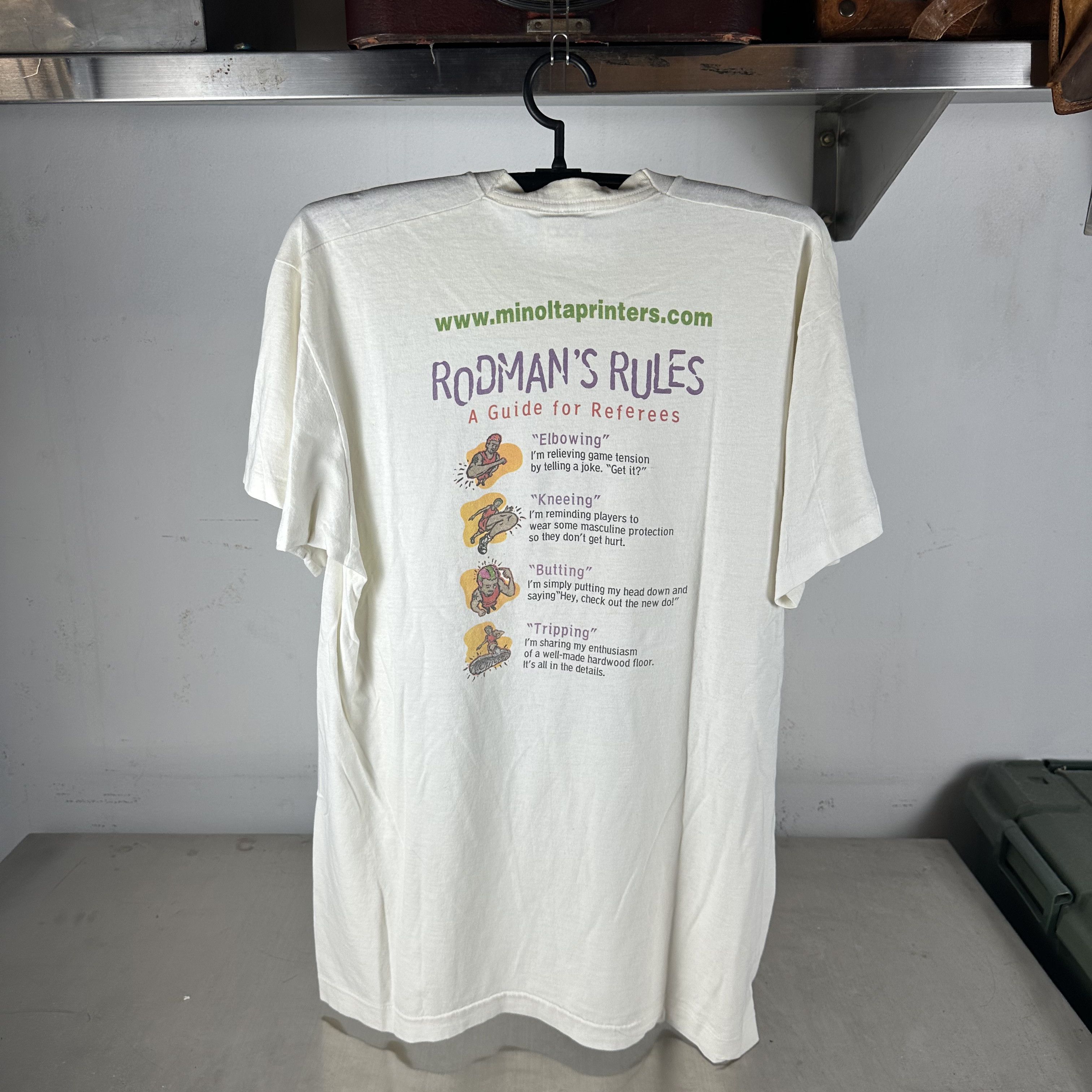 Vintage 90s Dennis Rodman Minolta Printer Rodman's Rules T-shirt Size US XL / EU 56 / 4 - 3 Thumbnail