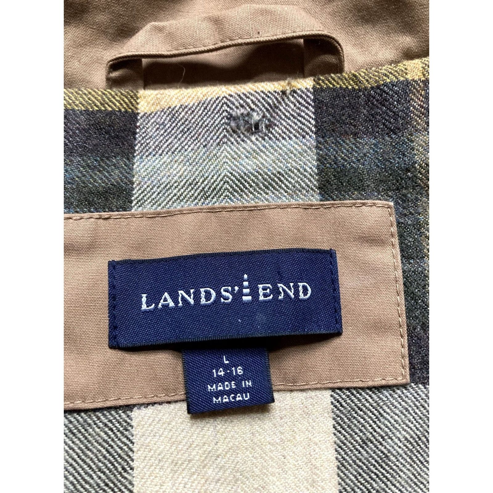 Lands' End VINTAGE Lands End Barn Chore Jacket Large Beige Plaid Wool Lined Insulated Mens Size US L / EU 52-54 / 3 - 5 Thumbnail