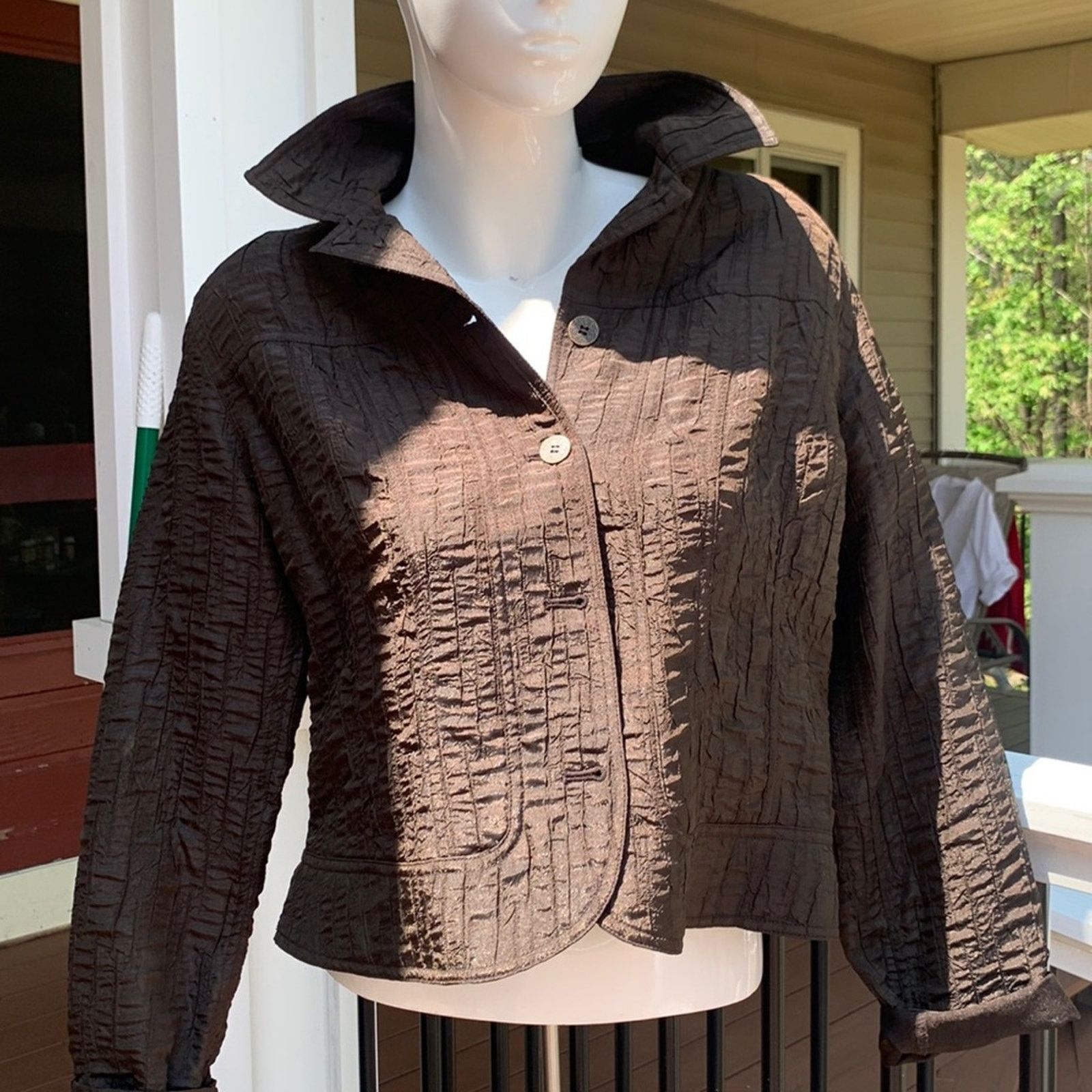 Chicos Chicos chocolate brown textured jacket blazer Size XL / US 12-14 / IT 48-50 - 1 Thumbnail