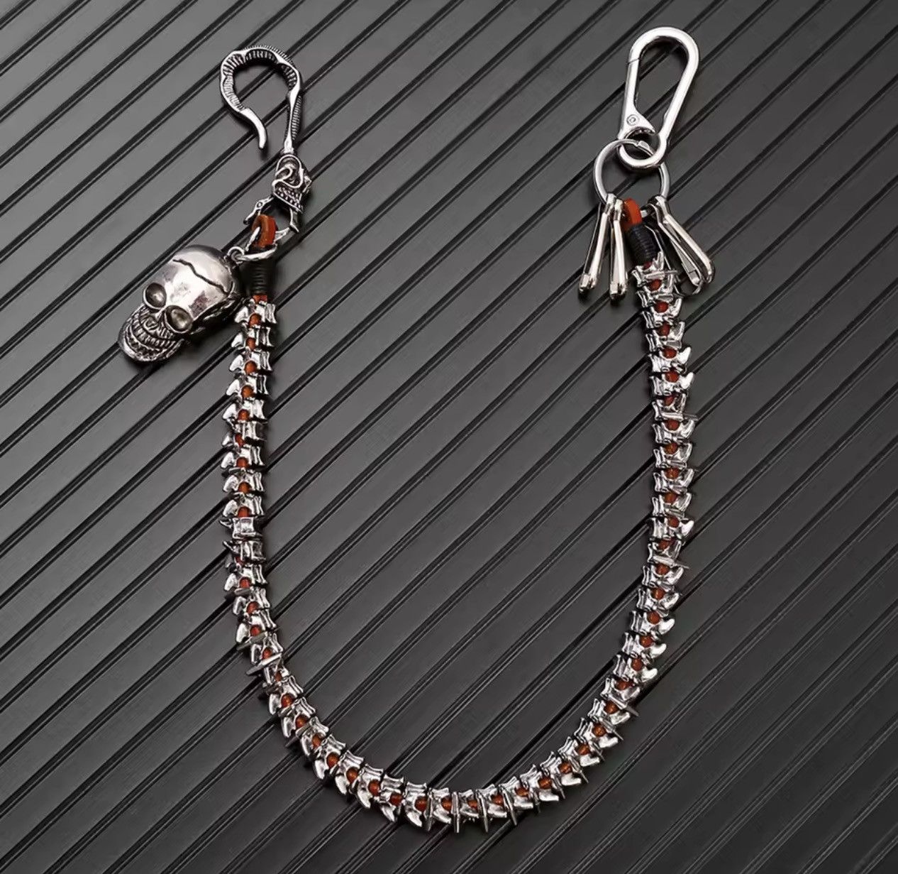 Jewelry Goth Punk Grunge Skull Spine Wallet Chain Size ONE SIZE - 4 Thumbnail