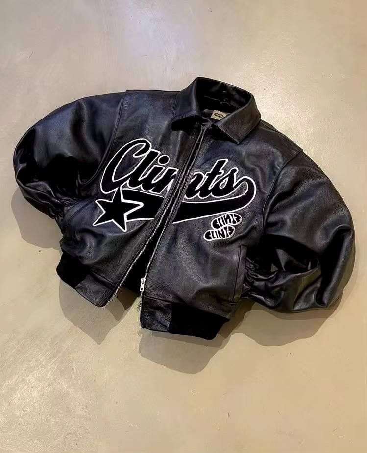 retro zippered high-low jacket