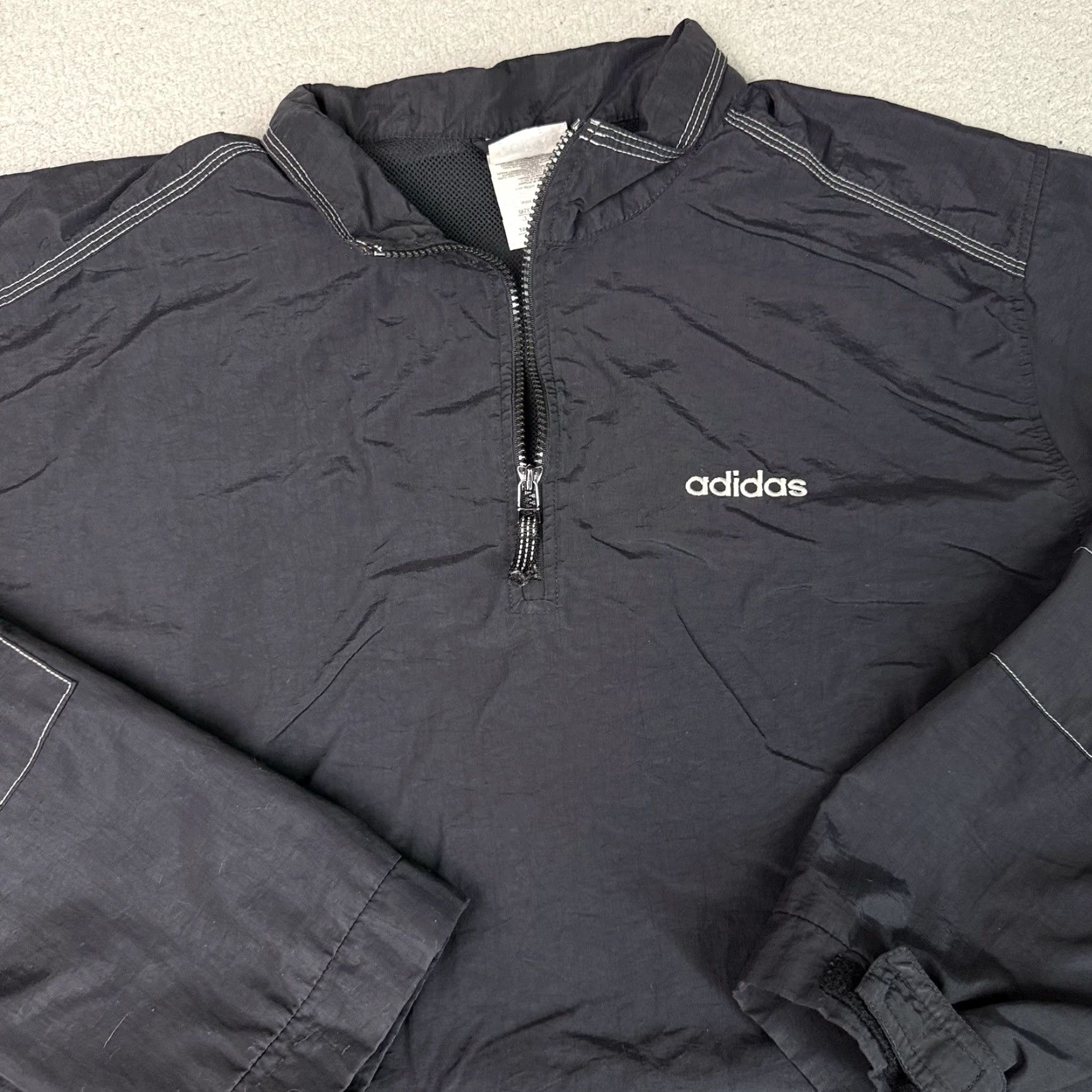 Adidas VINTAGE adidas Jacket Mens L Black 1/4 Zip Mock Essential Sweatshirt Track L Mens Size US L / EU 52-54 / 3 - 2 Thumbnail
