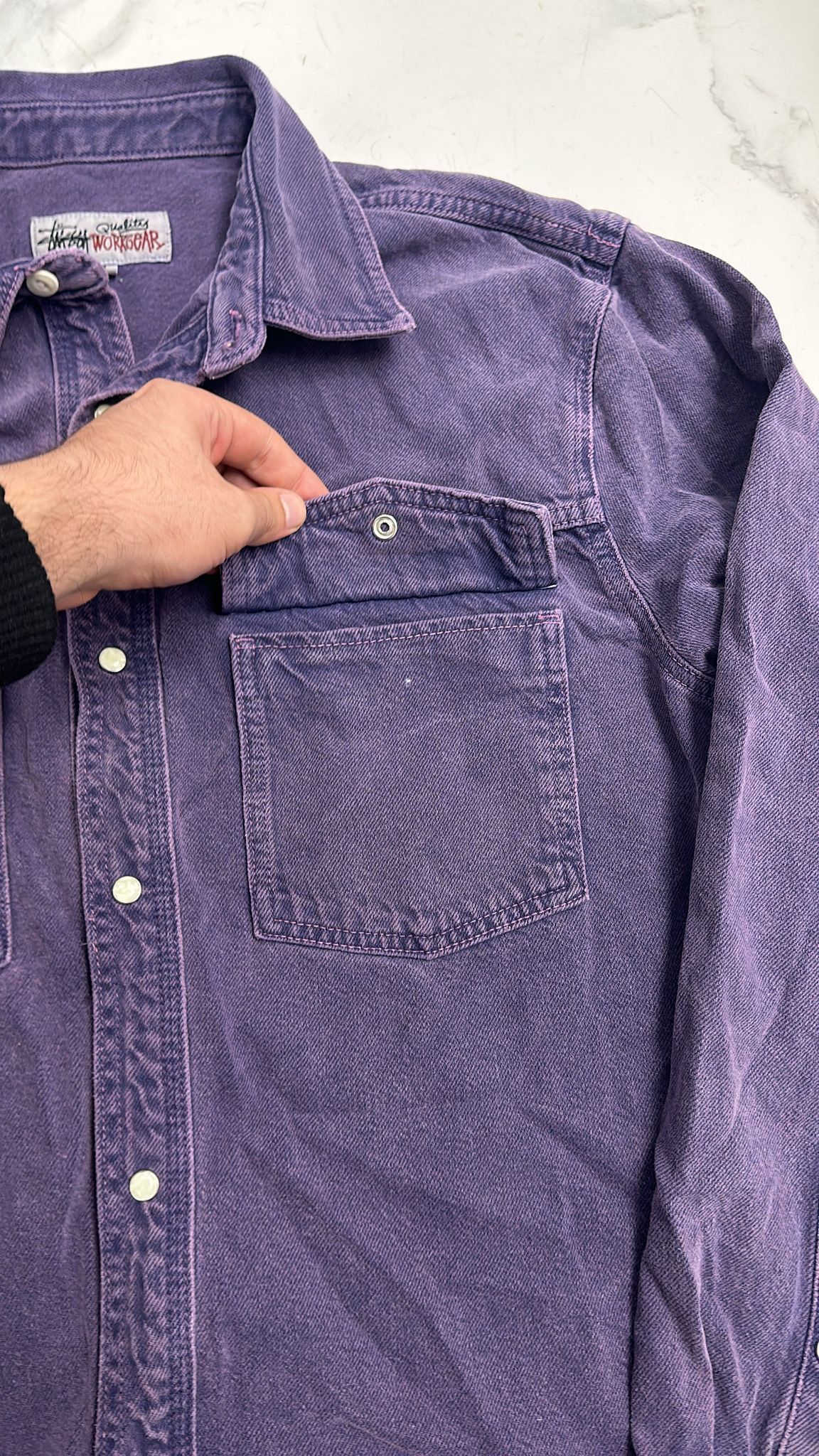 Stussy Stüssy FW22 Western Denim Shirt Purple Medium Size US M / EU 48-50 / 2 - 3 Thumbnail