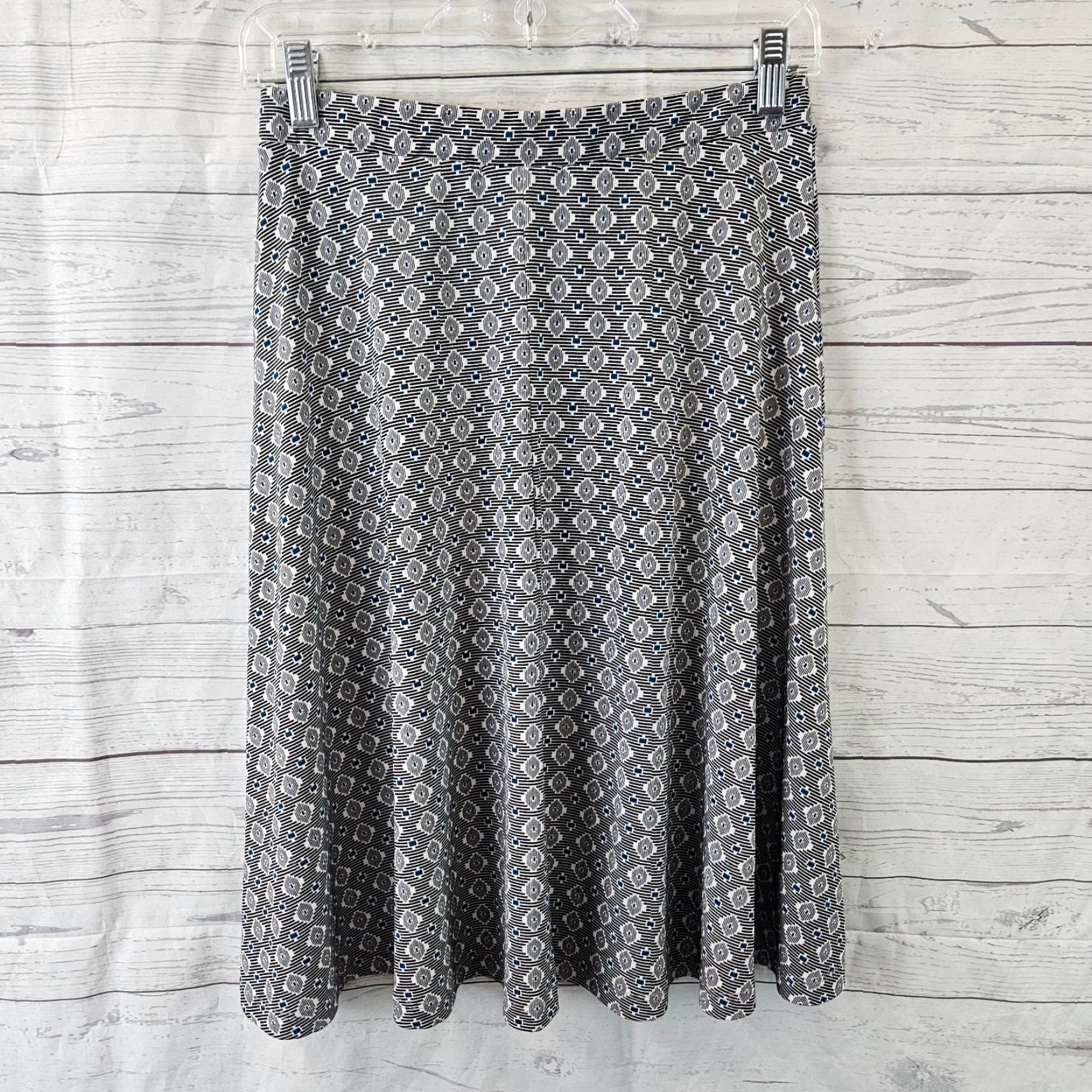 Vintage Gilli Skirt Geometric Print Black Blue Knee Length A-Line Pull On Women's Salk? Wait Size 28" / US 6 / IT 42 - 3 Thumbnail
