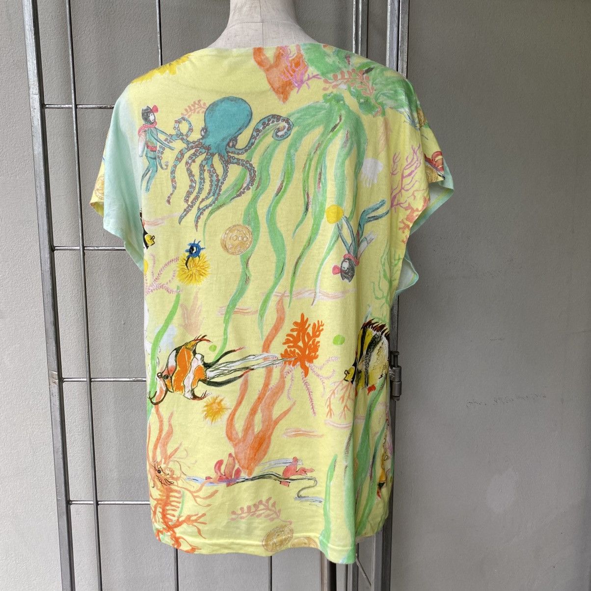 Tsumori Chisato TSUMORI CHISATO Yellow Ocean Print Short Sleeve Blouse Size XS / US 0-2 / IT 36-38 - 16 Thumbnail