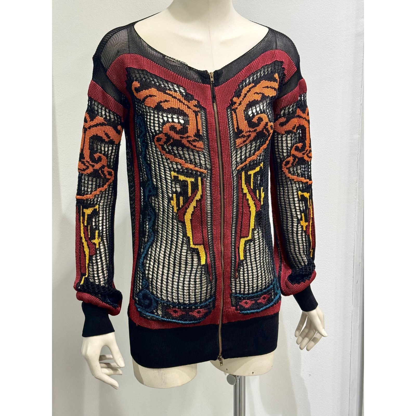 Jean Paul Gaultier A/W2007 Jean Paul Gaultier intarsia crochet knitted cardigan Size M / US 6-8 / IT 42-44 - 2 Thumbnail