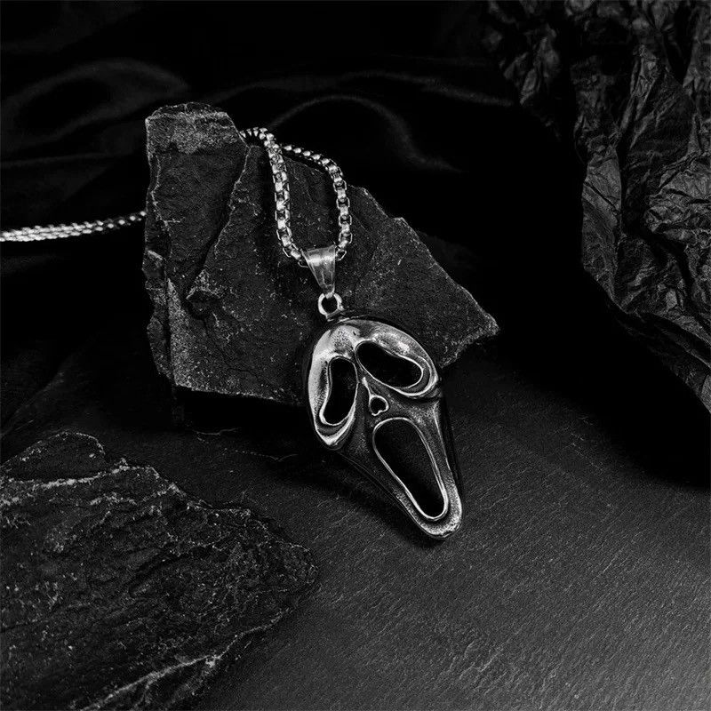 Jewelry Screaming Skull Mask Pendant Necklace Size ONE SIZE - 3 Thumbnail