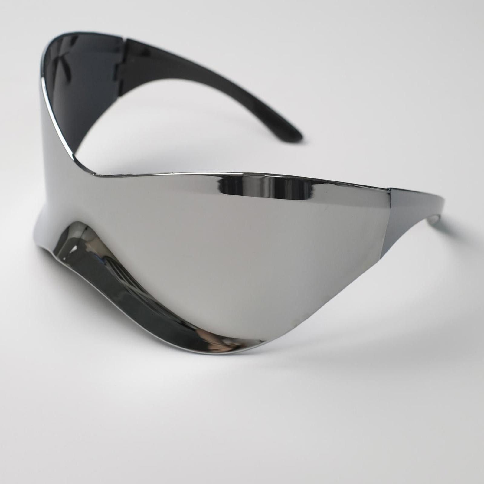 Japanese Brand Avant Garde Futuristic Oversized Sliver Sunglasses Unisex Size ONE SIZE - 5 Thumbnail