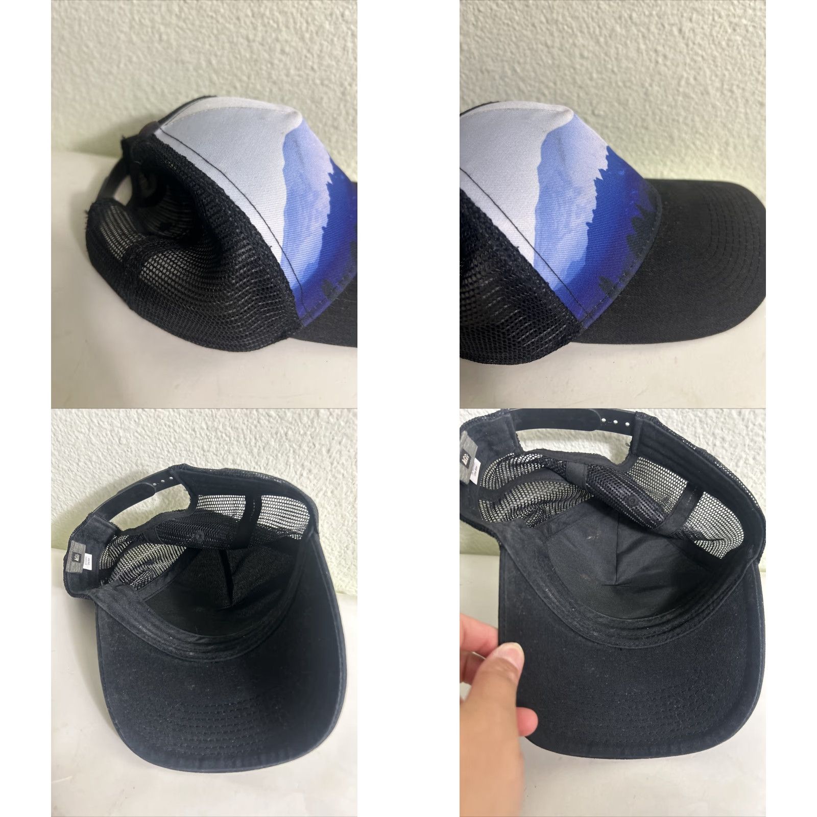 Vintage REI Trucker Hat Black Blue Mountain Forest Skyline Men One Size Size ONE SIZE - 9 Thumbnail