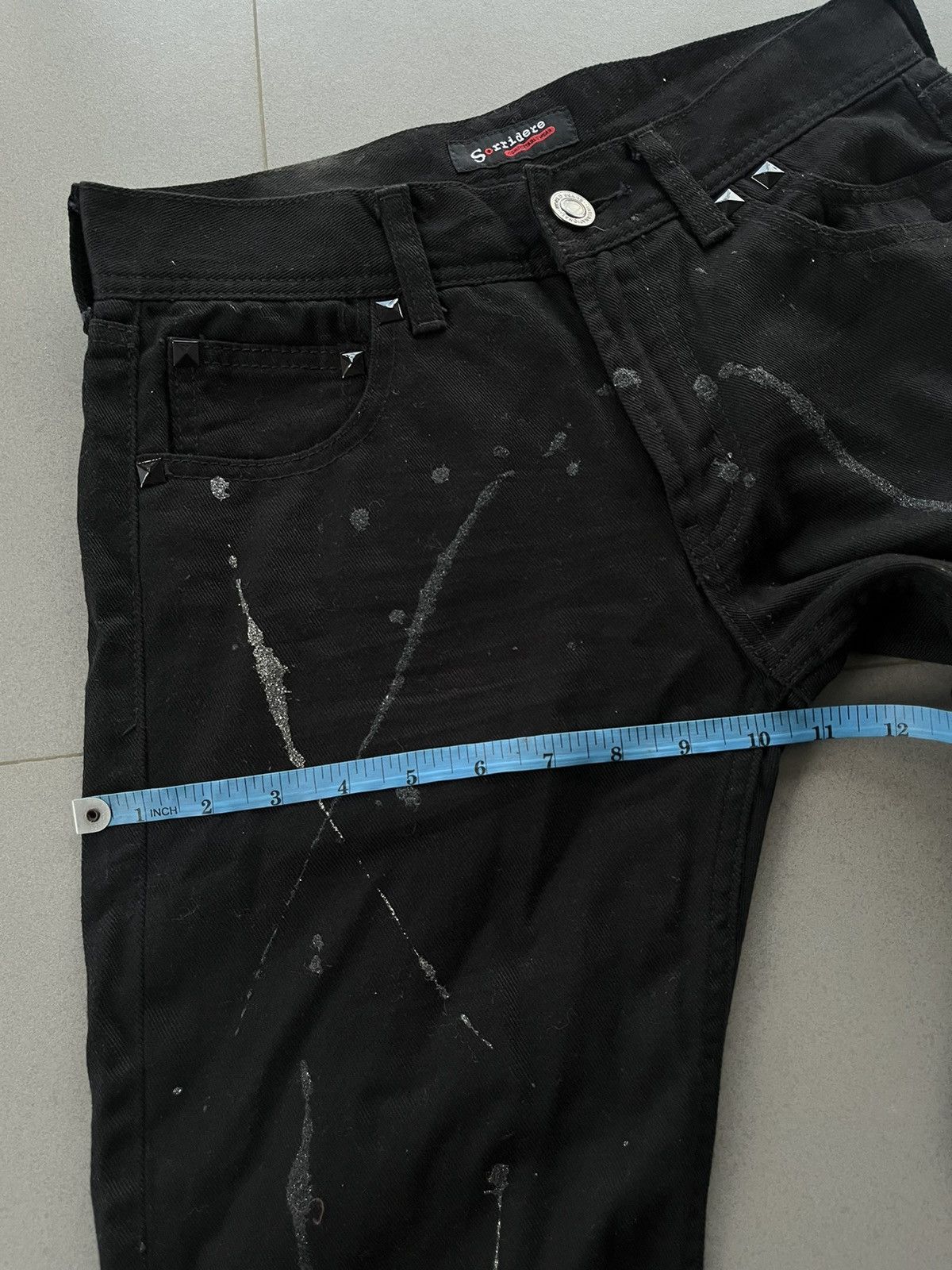 Isamu Katayama Backlash JAPANESE SORRIDERE FLARE BOOT CUT DENIM BLACK PAINT STAIN Size US 30 / EU 46 - 14 Thumbnail