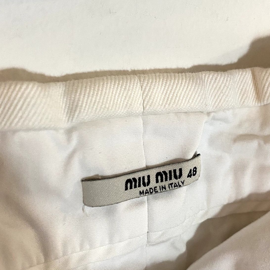 Miu Miu Miu Miu Wide Leg Bootcut Pants Belted White 2019 Size 48 IT Size 34" / US 12 / IT 48 - 5 Thumbnail