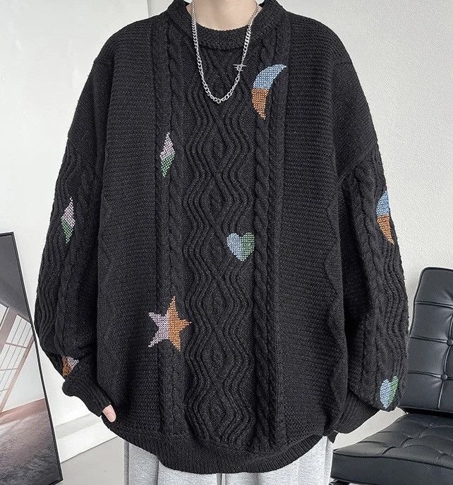 Winter Twist Embroidery Knitwear Oversize Sweater