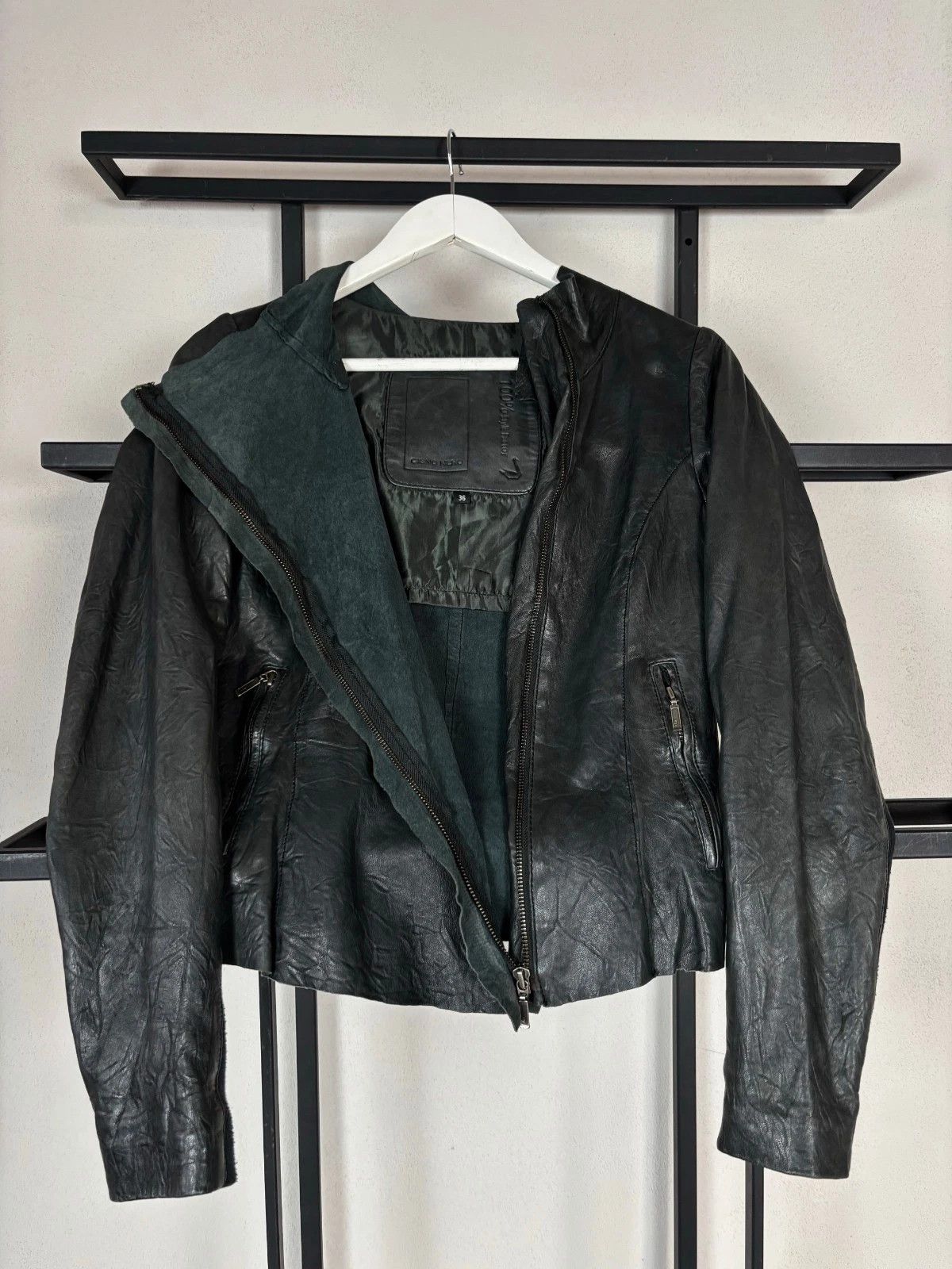 Yohji Yamamoto RICK OWENS TYPE ASSYMETRICAL ZIP GRUNGE LEATHER JACKET HOOD Size US S / EU 44-46 / 1 - 4 Thumbnail