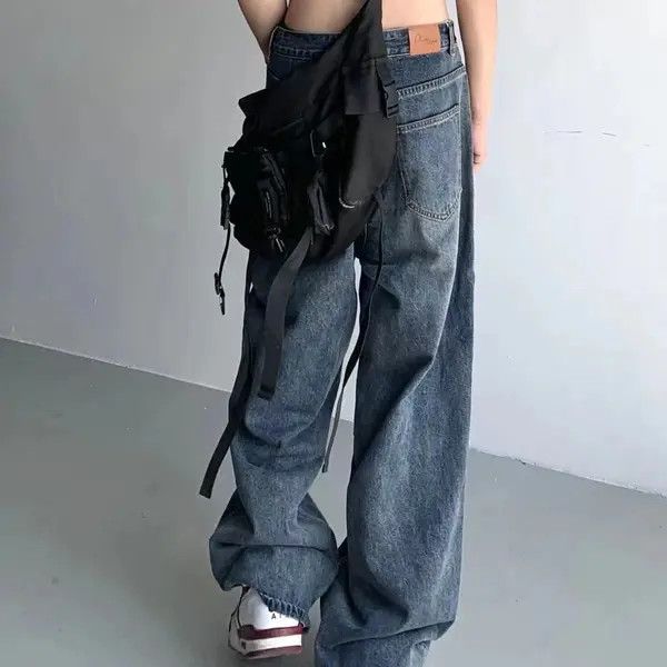 VIBE Vintage Wash Distressed Loose Fit Straight Jeans Size US 30 / EU 46 - 6 Thumbnail