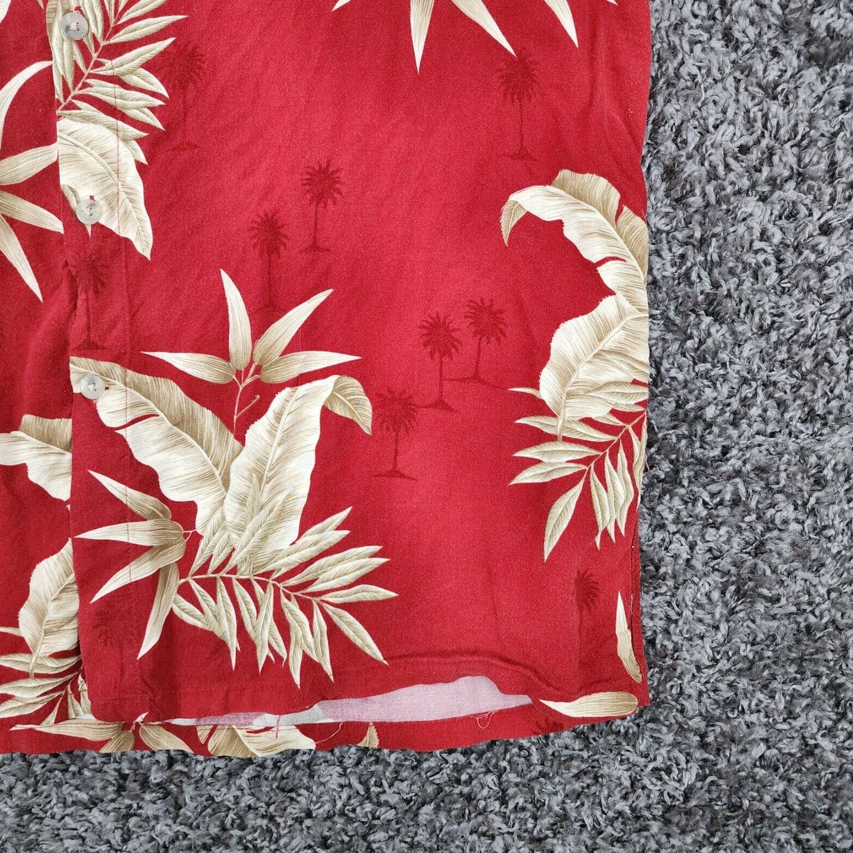 Vintage Mens Hawaiian Shirt Red Floral Short Sleeve Button Up Extra Large XL Size US 33 - 2 Thumbnail