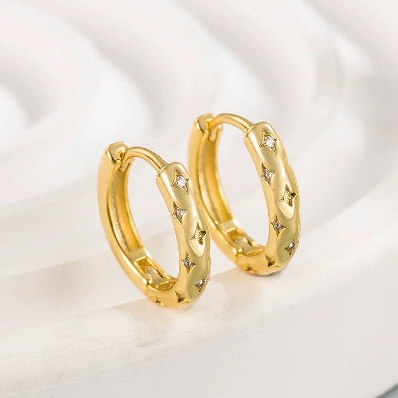 Other 13mm Star Small Gold Hoop Earrings for Women Men Size ONE SIZE - 2 Thumbnail