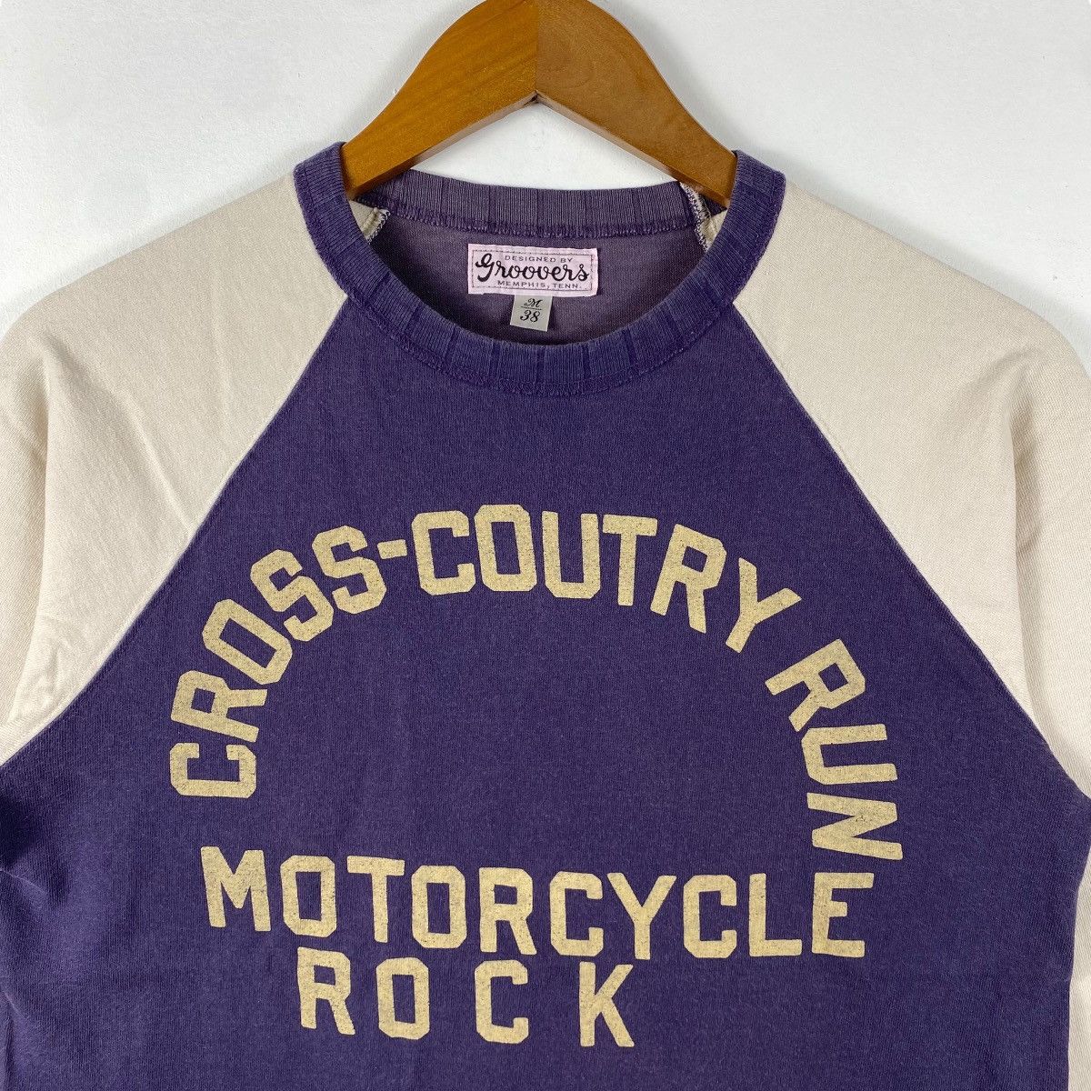 Japanese Brand × Vintage Vintage GROOVERS Cross-Coutry Run Motorcycle Rock Tee Shirt Size US M / EU 48-50 / 2 - 2 Thumbnail