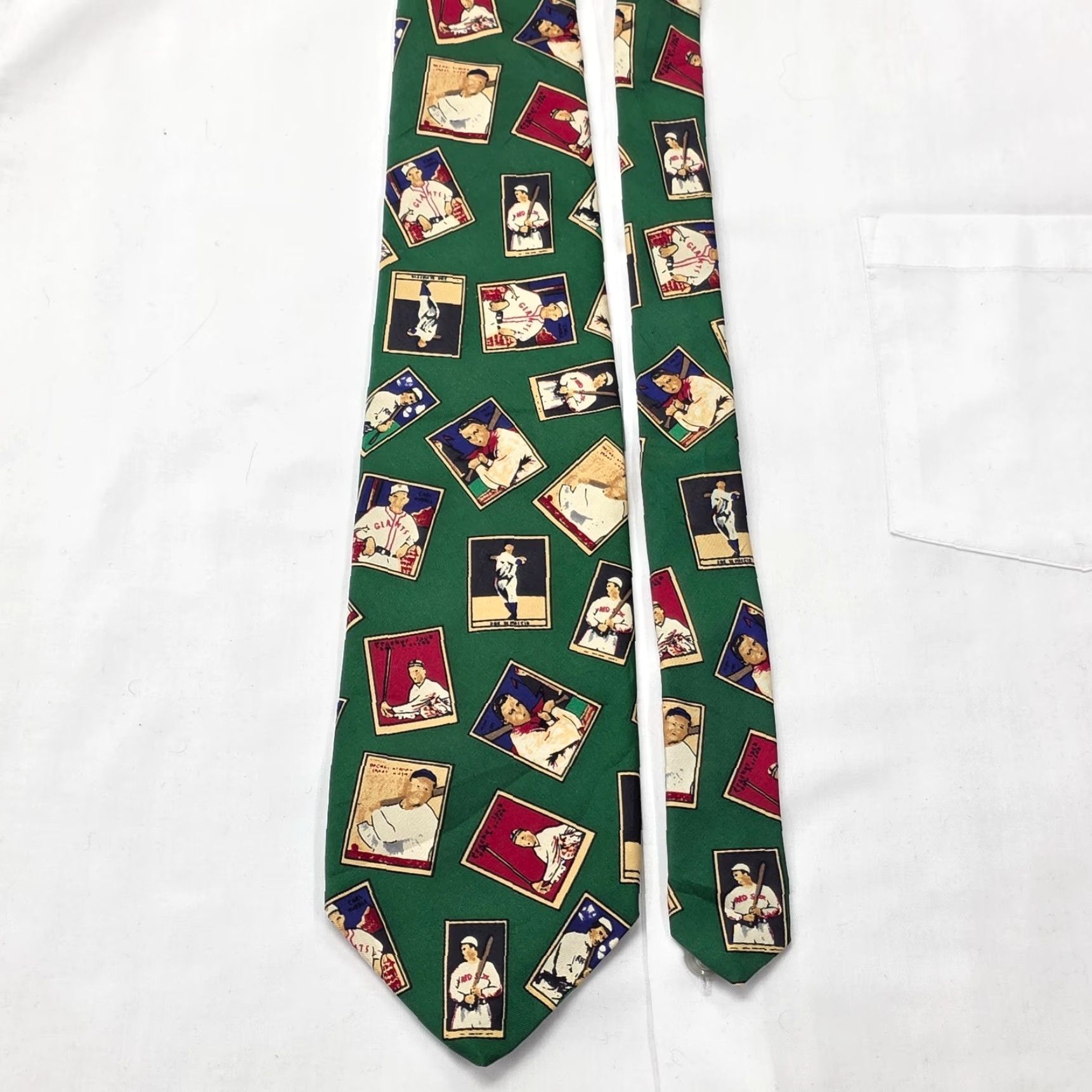 Robert Talbott VTG Robert Talbott Necktie Mens Green Baseball Theme 100% Silk tie Made In USA Size ONE SIZE - 3 Thumbnail