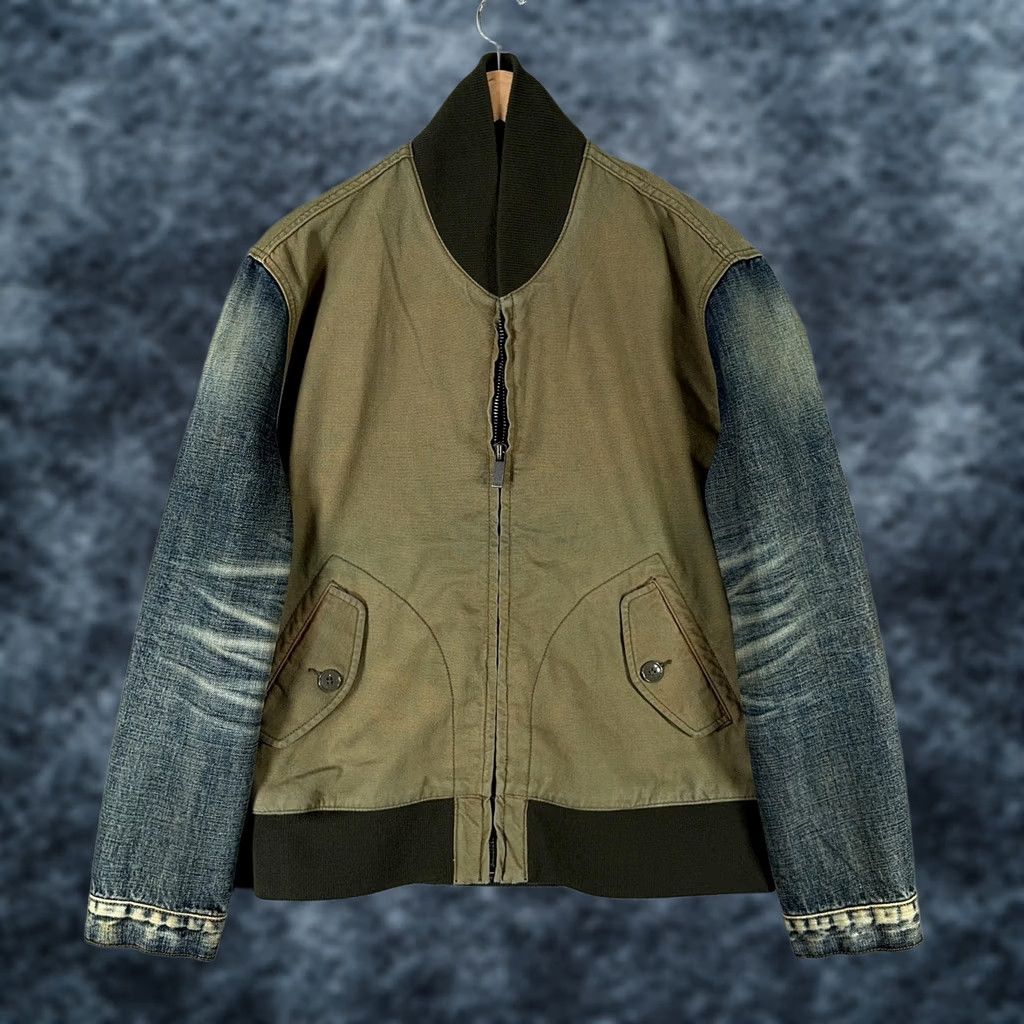Cult Of Individuality VINTAGE Cult of Individuality Bomber Jacket Men M Denim Distressed RK Lobster Print Green Two Tone with Pockets ZIP Front Size US M / EU 48-50 / 2 - 1 Thumbnail