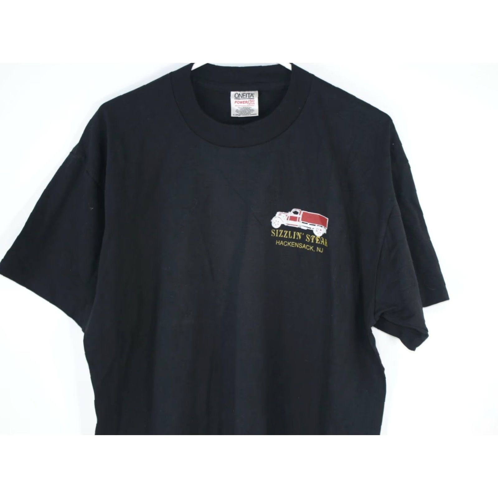 Vintage VINTAGE Sizzlin Steak Mens T-Shirt Short Sleeve Black XL 60% Cotton 40% Polyester Crew Neck Single Stitch Graphic Print Pullover Regular Fit US Seller Size US XL / EU 56 / 4 - 4 Thumbnail