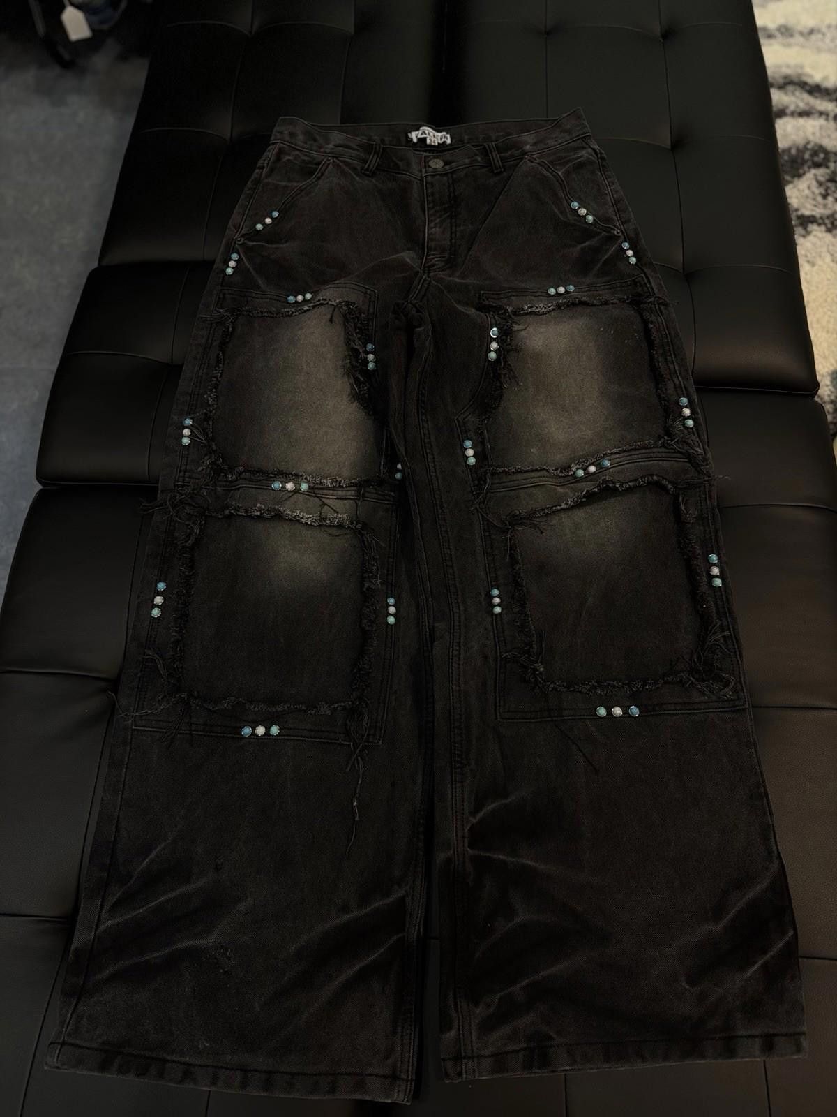 Vale Valley Baggy Denim Black Jeans Size 34 (NEW) Pants Crystal Size US 34 / EU 50 - 3 Thumbnail