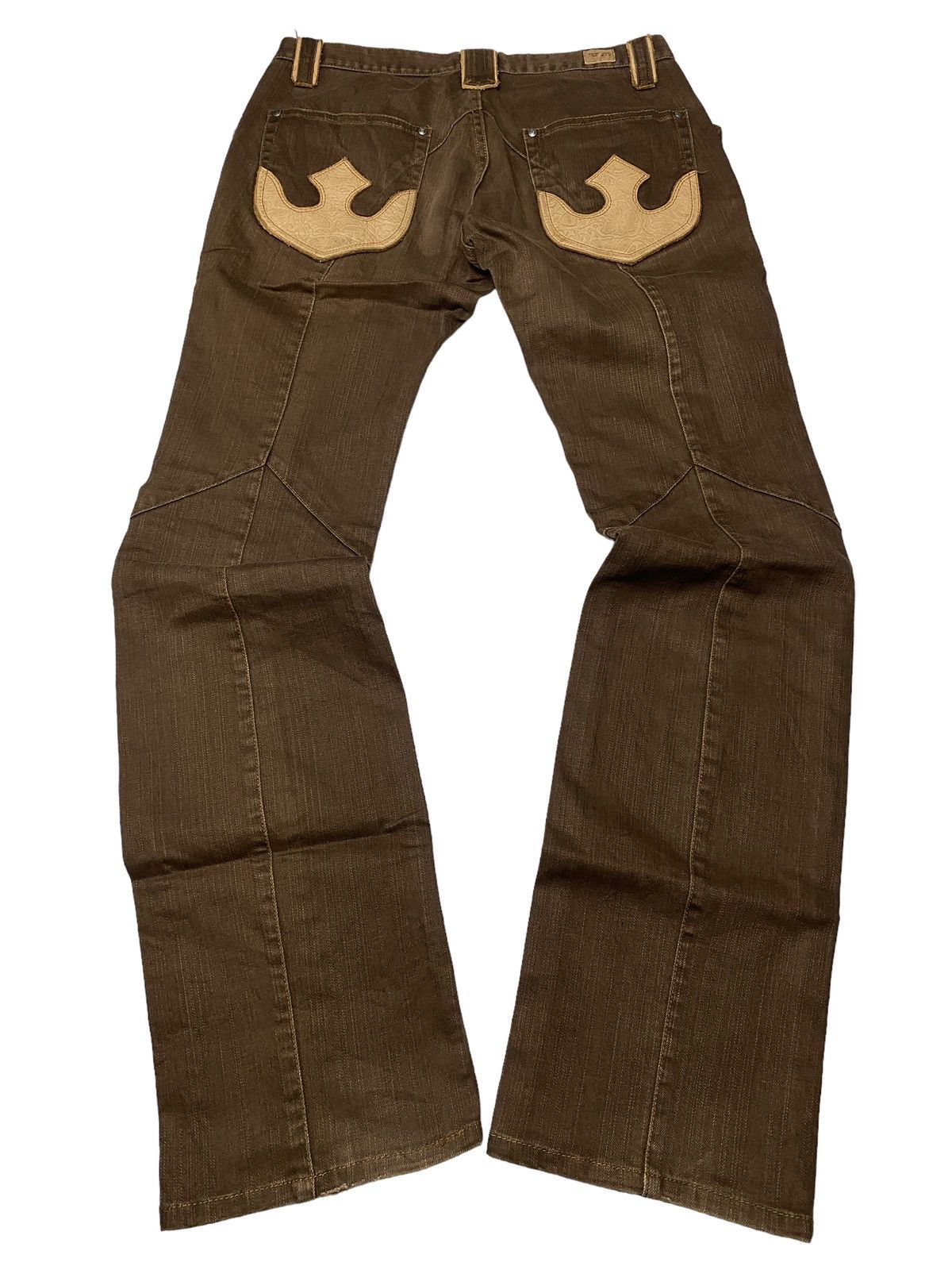 If Six Was Nine Nicole Club Flared Mudwash Leather Jeans Size US 30 / EU 46 - 2 Thumbnail